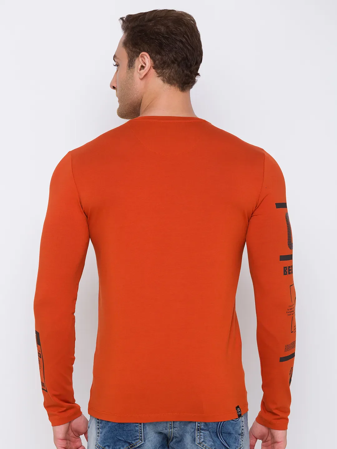Red Regular Fit Men's Long Sleeves T-Shirt by Being Human Clothing - Image 3