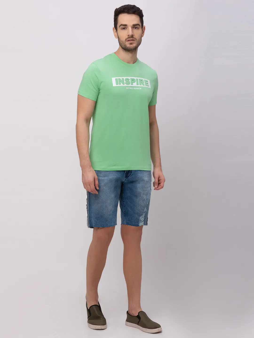 Green Regular Fit Men's Short Sleeves T-Shirt by Being Human Clothing - Image 4