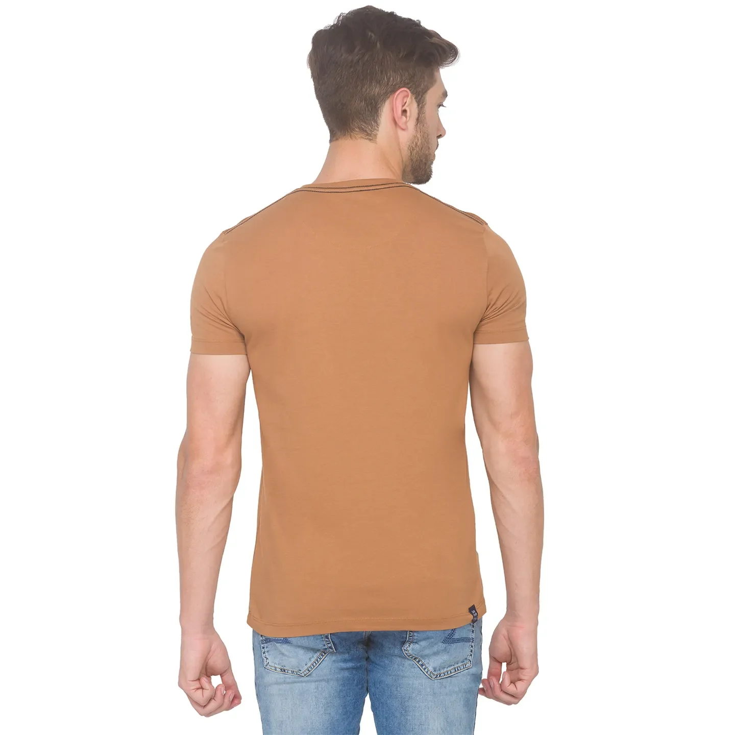 Brown Regular Fit Men's Short Sleeves T-Shirt by Being Human Clothing - Image 3