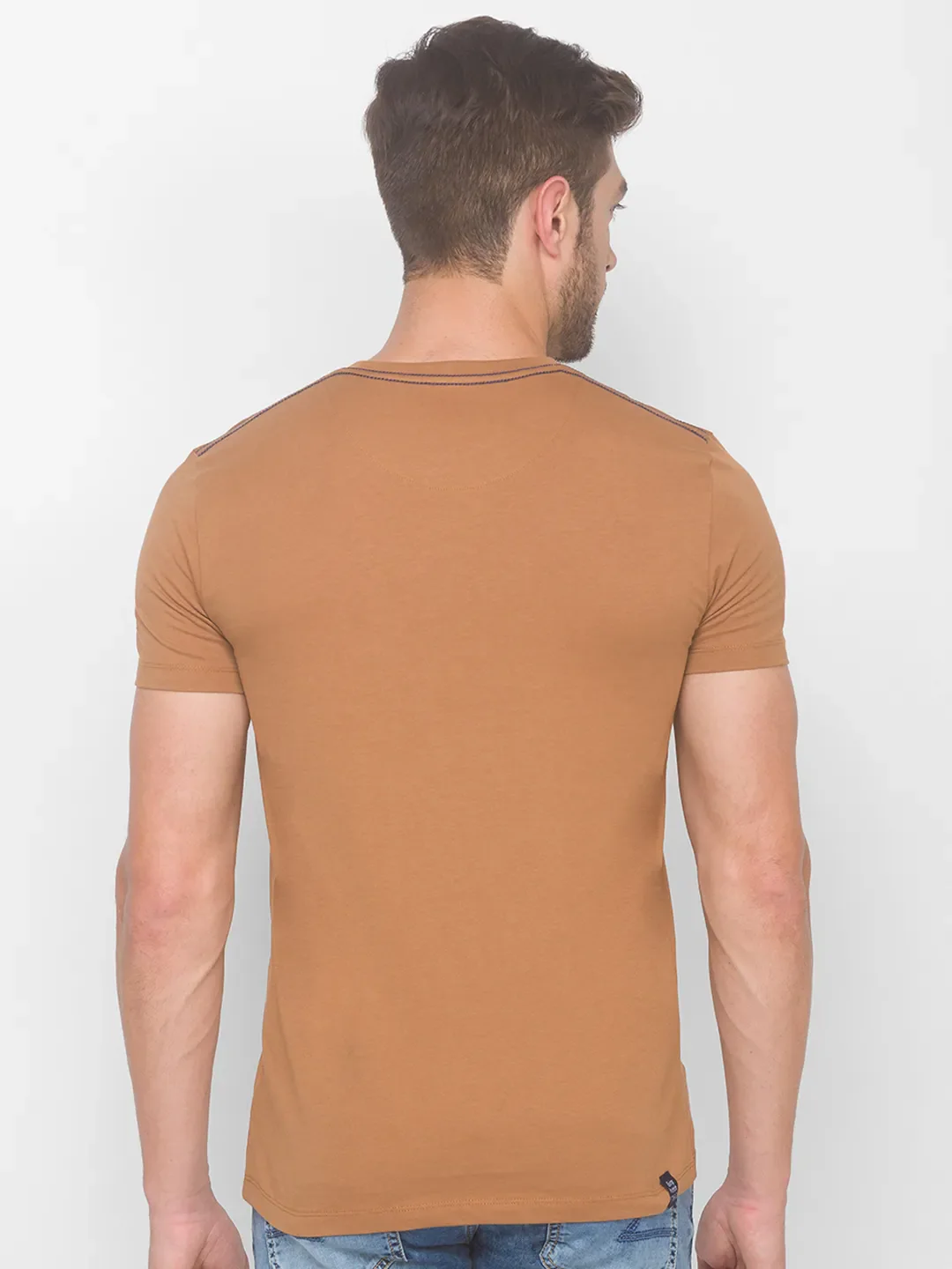 Brown Regular Fit Men's Short Sleeves T-Shirt by Being Human Clothing - Image 3