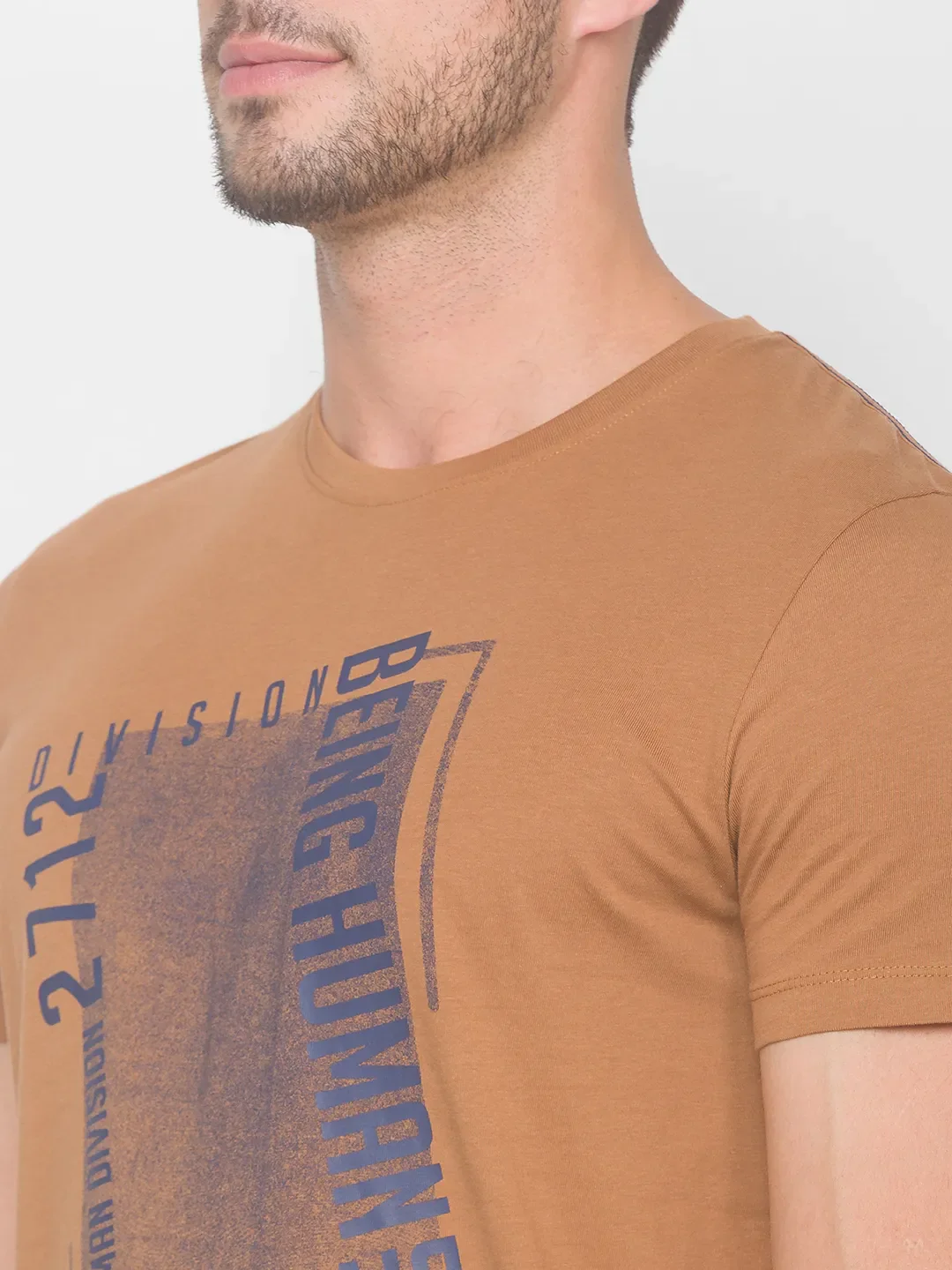 Brown Regular Fit Men's Short Sleeves T-Shirt by Being Human Clothing - Image 4