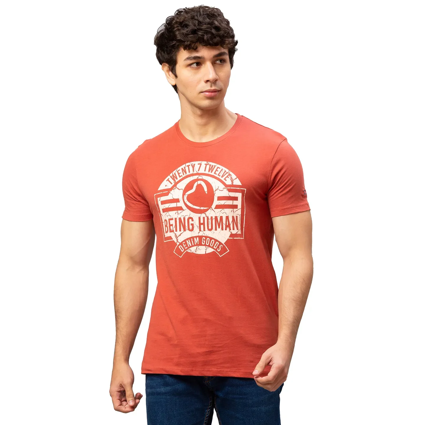 Red Regular Fit Men's Short Sleeves T-Shirt by Being Human Clothing