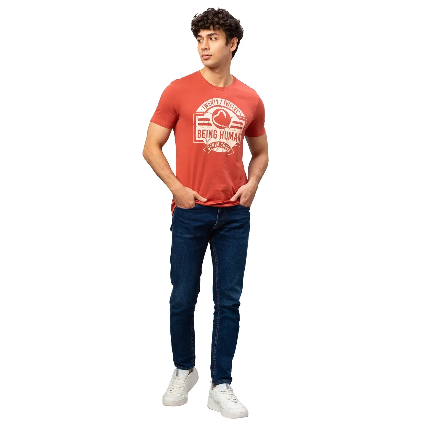 Red Regular Fit Men's Short Sleeves T-Shirt by Being Human Clothing - Image 2
