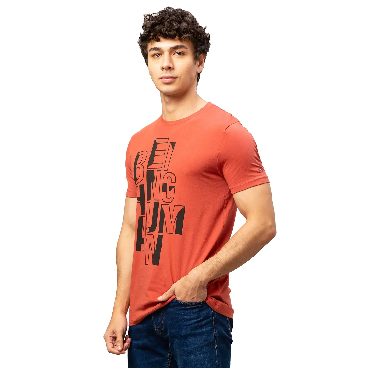 Red Regular Fit Men's Short Sleeves T-Shirt by Being Human Clothing - Image 4