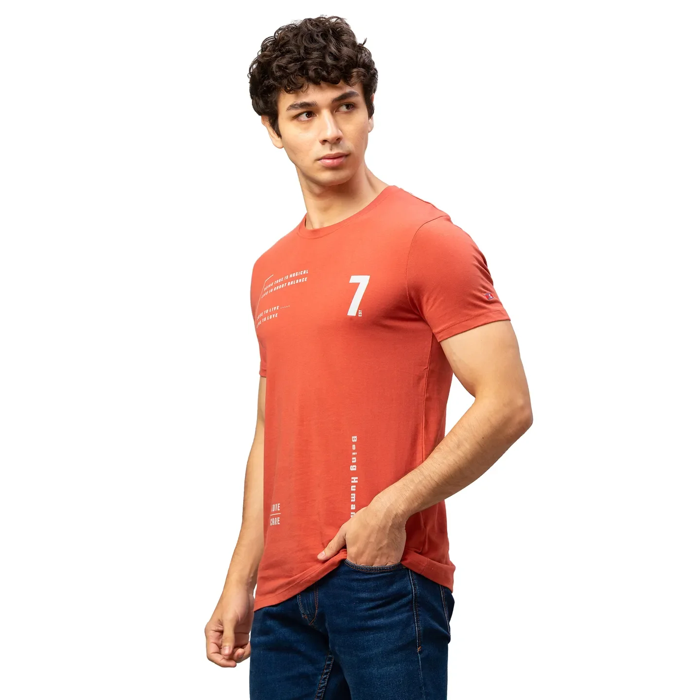 Red Regular Fit Men's Short Sleeves T-Shirt by Being Human Clothing - Image 4