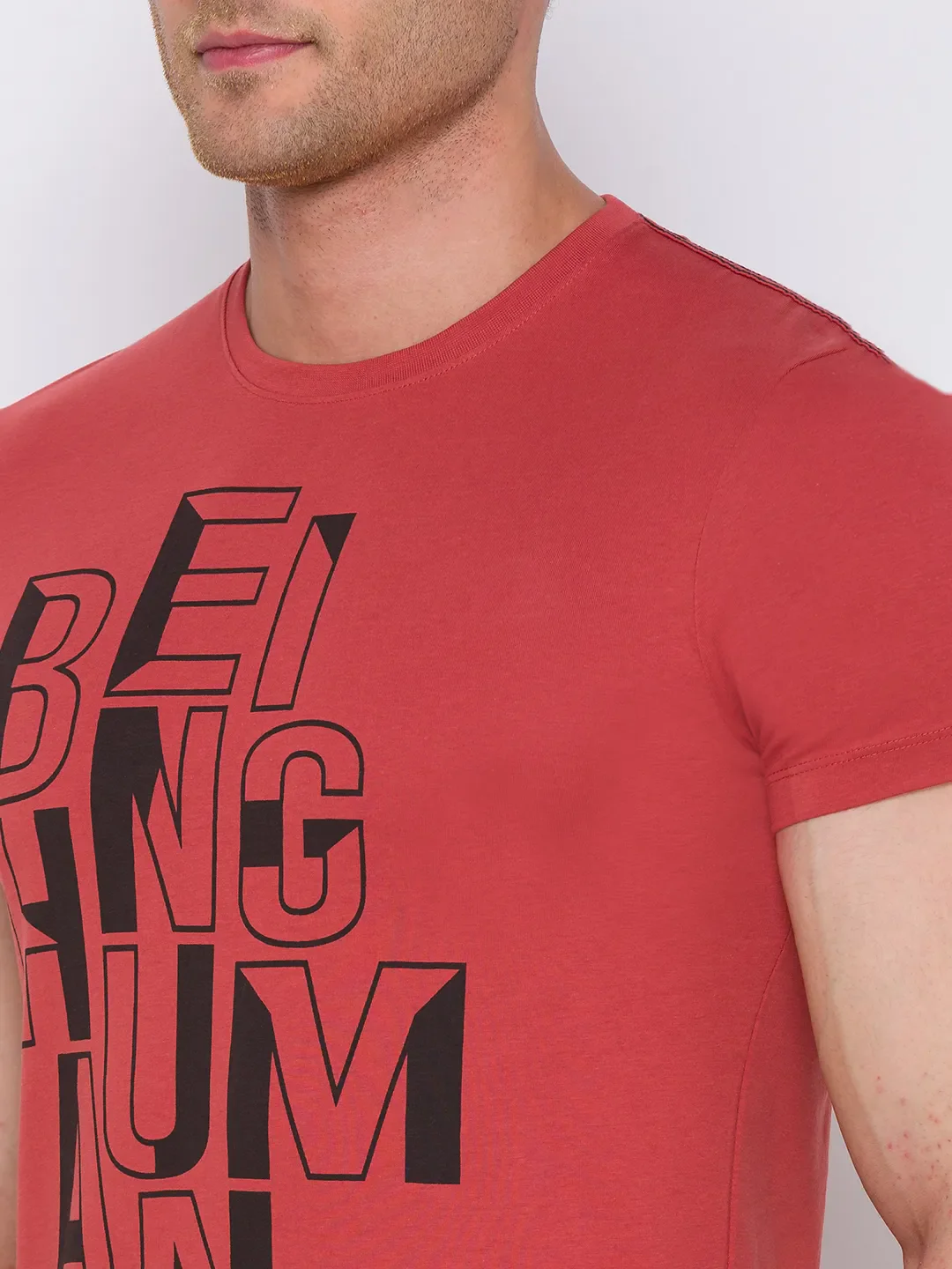 Red Regular Fit Men's Short Sleeves T-Shirt by Being Human Clothing - Image 5
