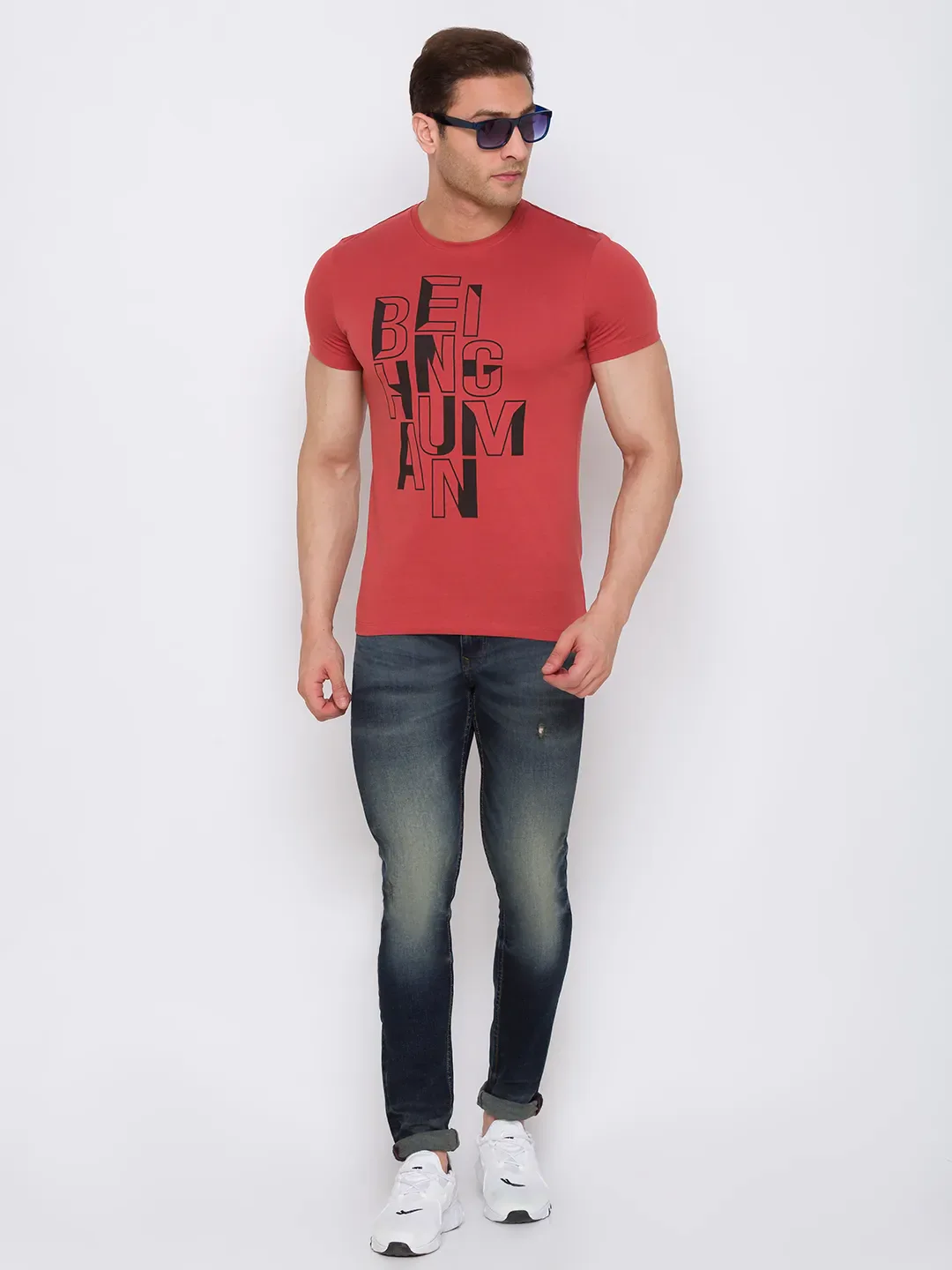 Red Regular Fit Men's Short Sleeves T-Shirt by Being Human Clothing - Image 6
