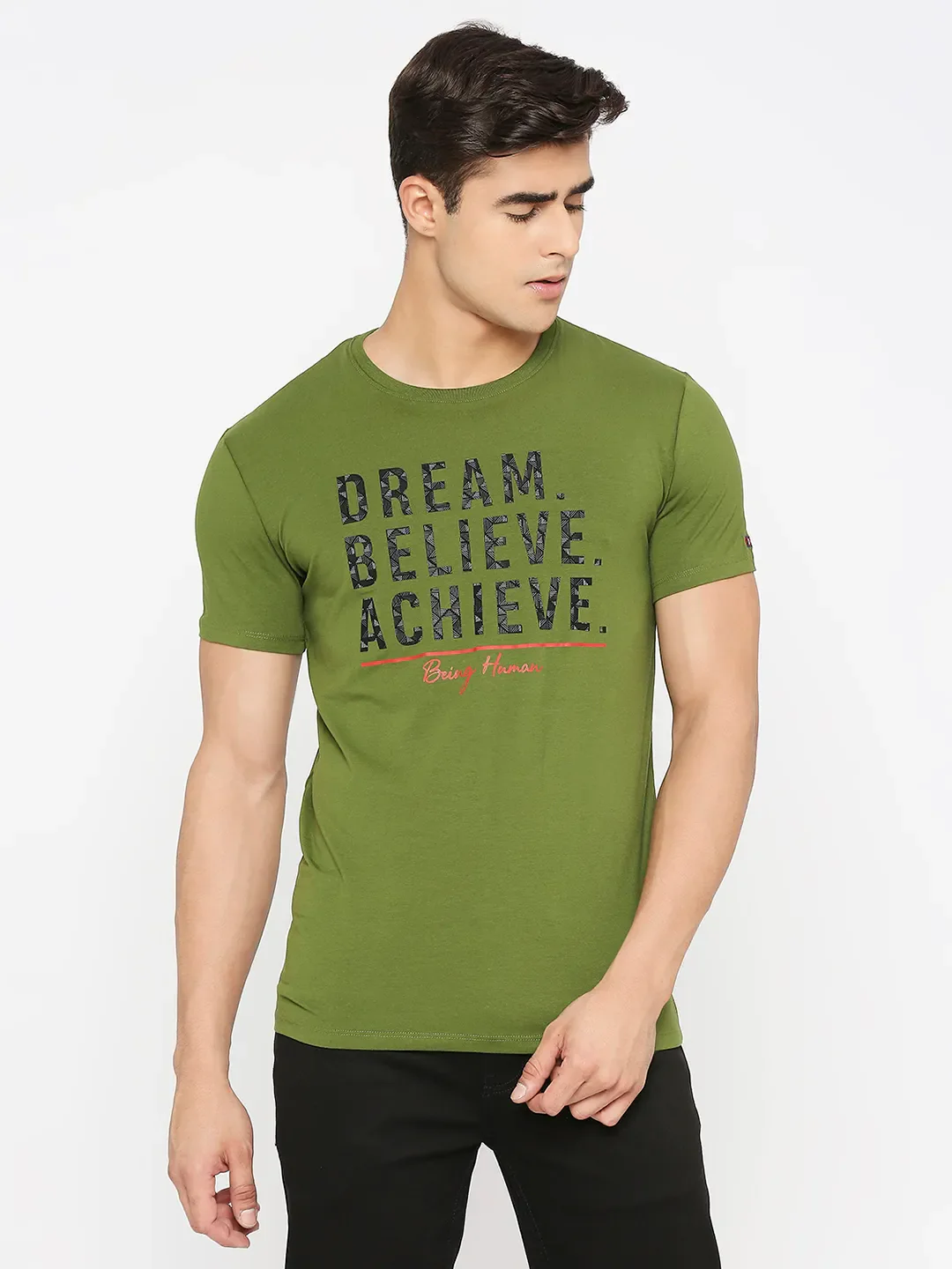Cactus Regular Fit Round Neck Men's T-Shirt by Being Human Clothing