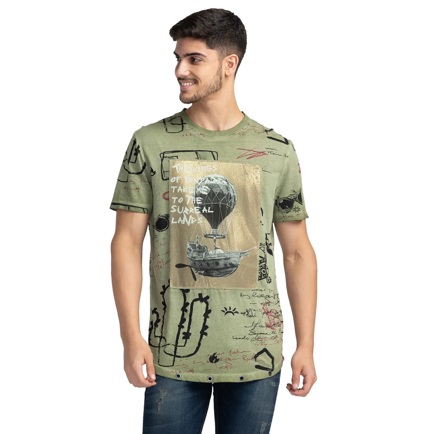 Green Regular Fit Men's Short Sleeves T-Shirt by Being Human Clothing