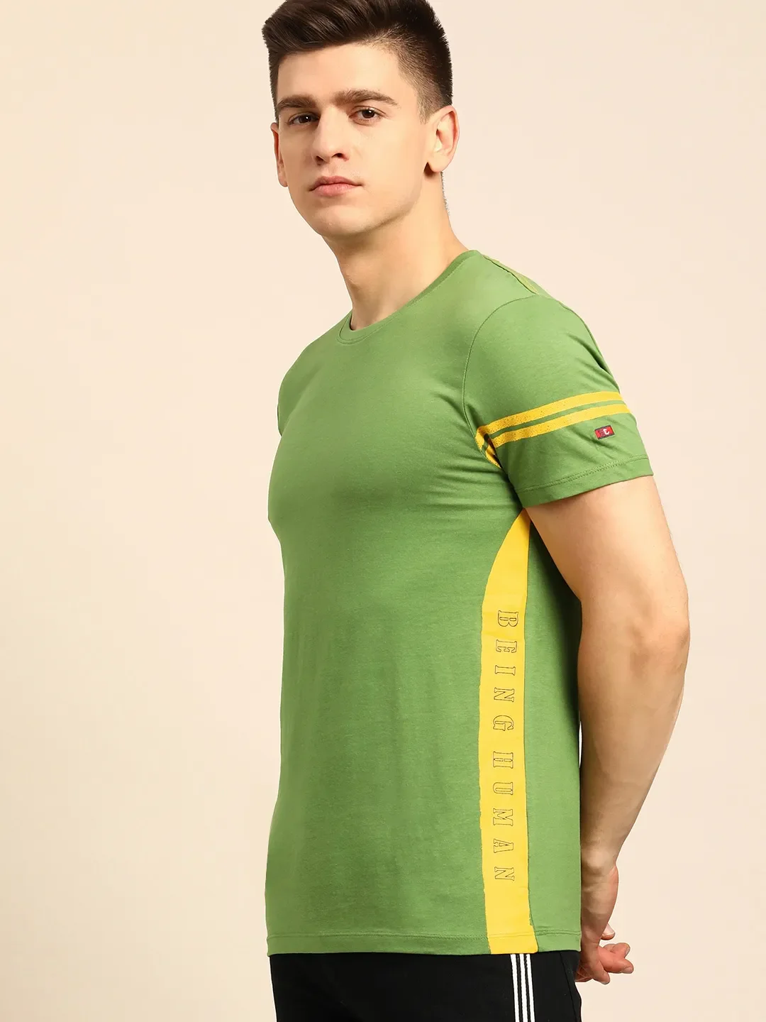Green Regular Fit Men's Short Sleeves T-Shirt by Being Human Clothing - Image 2