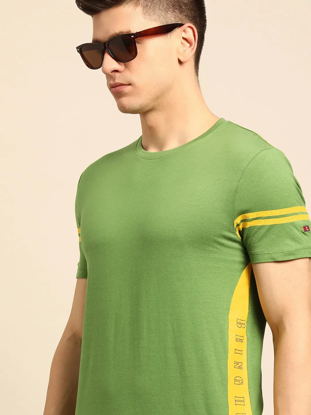 Green Regular Fit Men's Short Sleeves T-Shirt by Being Human Clothing - Image 5