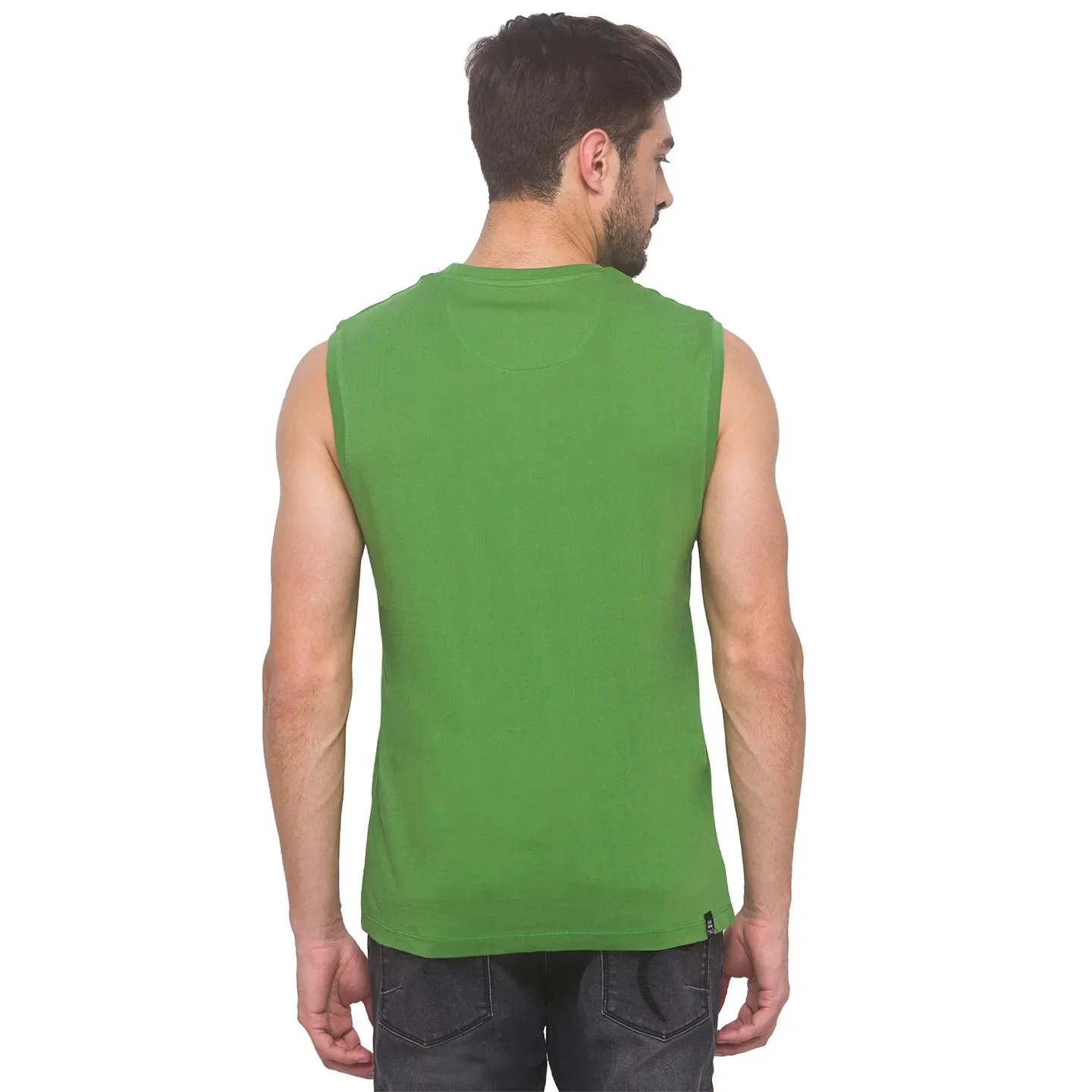 Green Regular Fit Men's Sleevesles T-Shirt by Being Human Clothing - Image 5