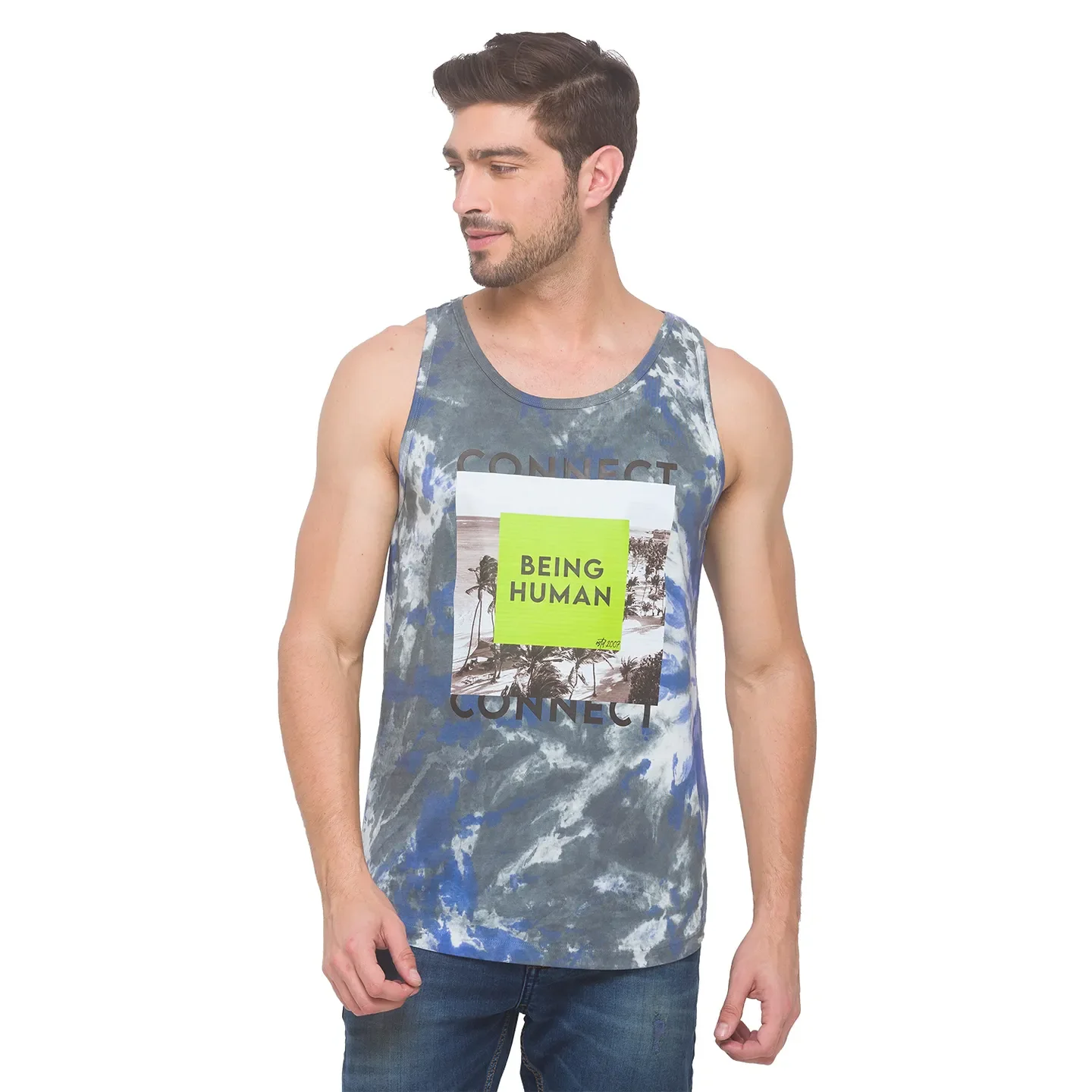 Charcoal Regular Fit Round Neck Men's T-Shirt by Being Human Clothing