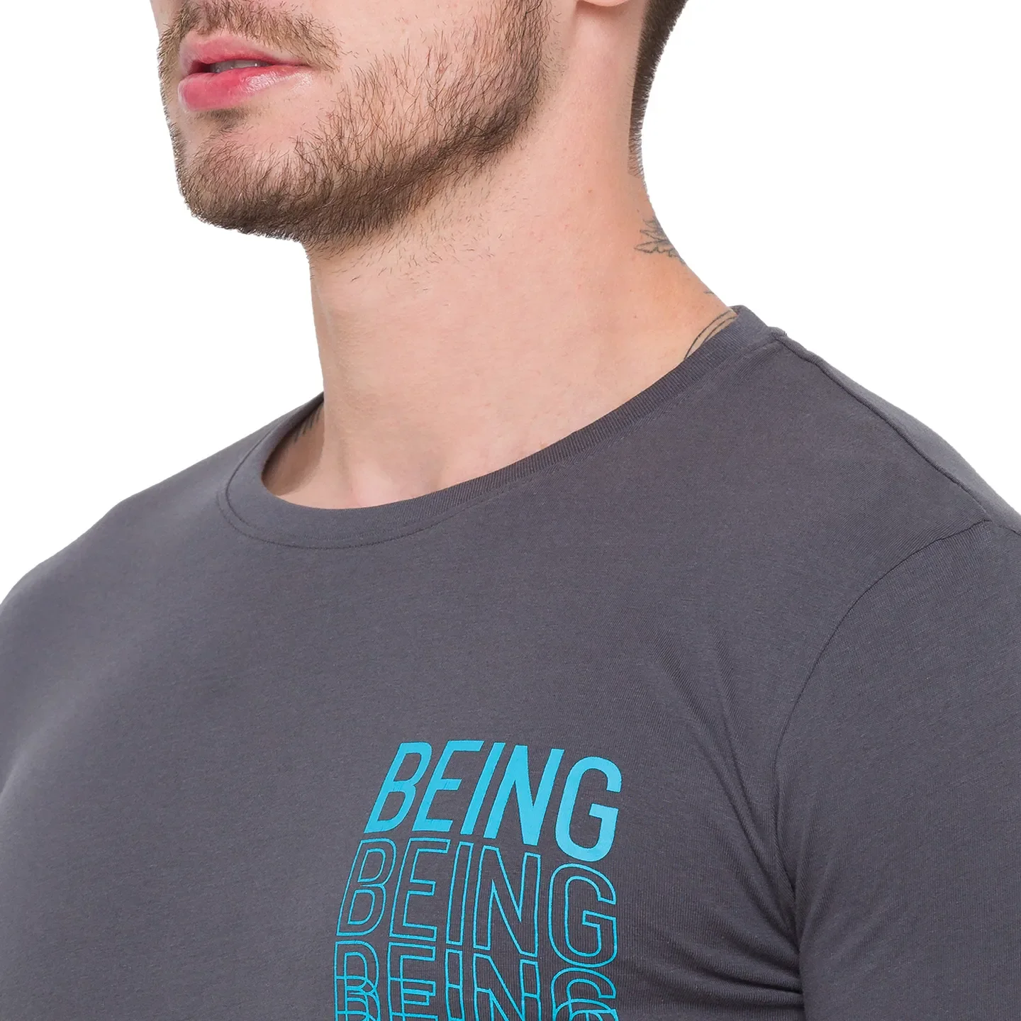 Grey Regular Fit Men's Long Sleeves T-Shirt by Being Human Clothing - Image 4