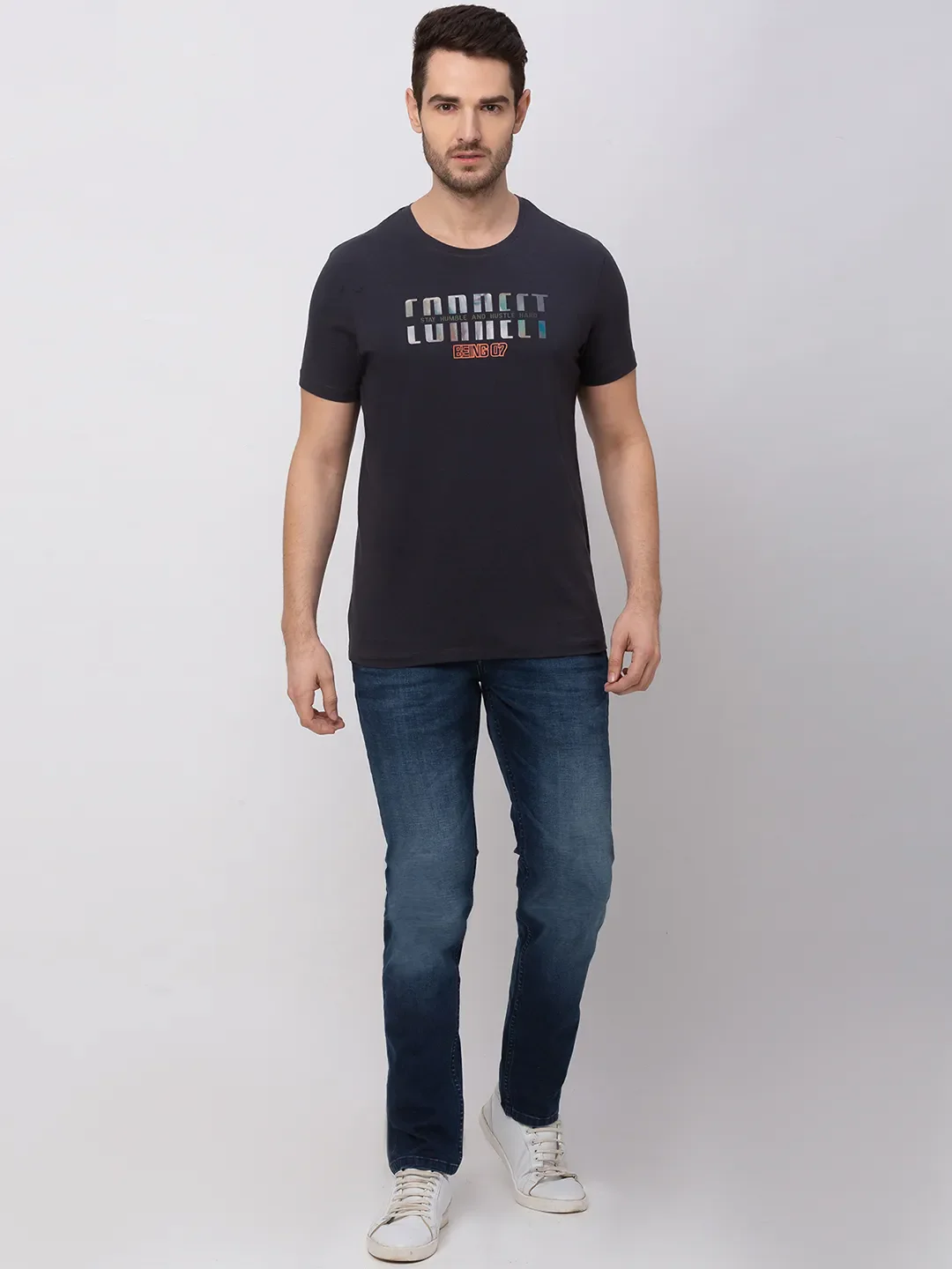 Grey Regular Fit Men's Short Sleeves T-Shirt by Being Human Clothing - Image 6