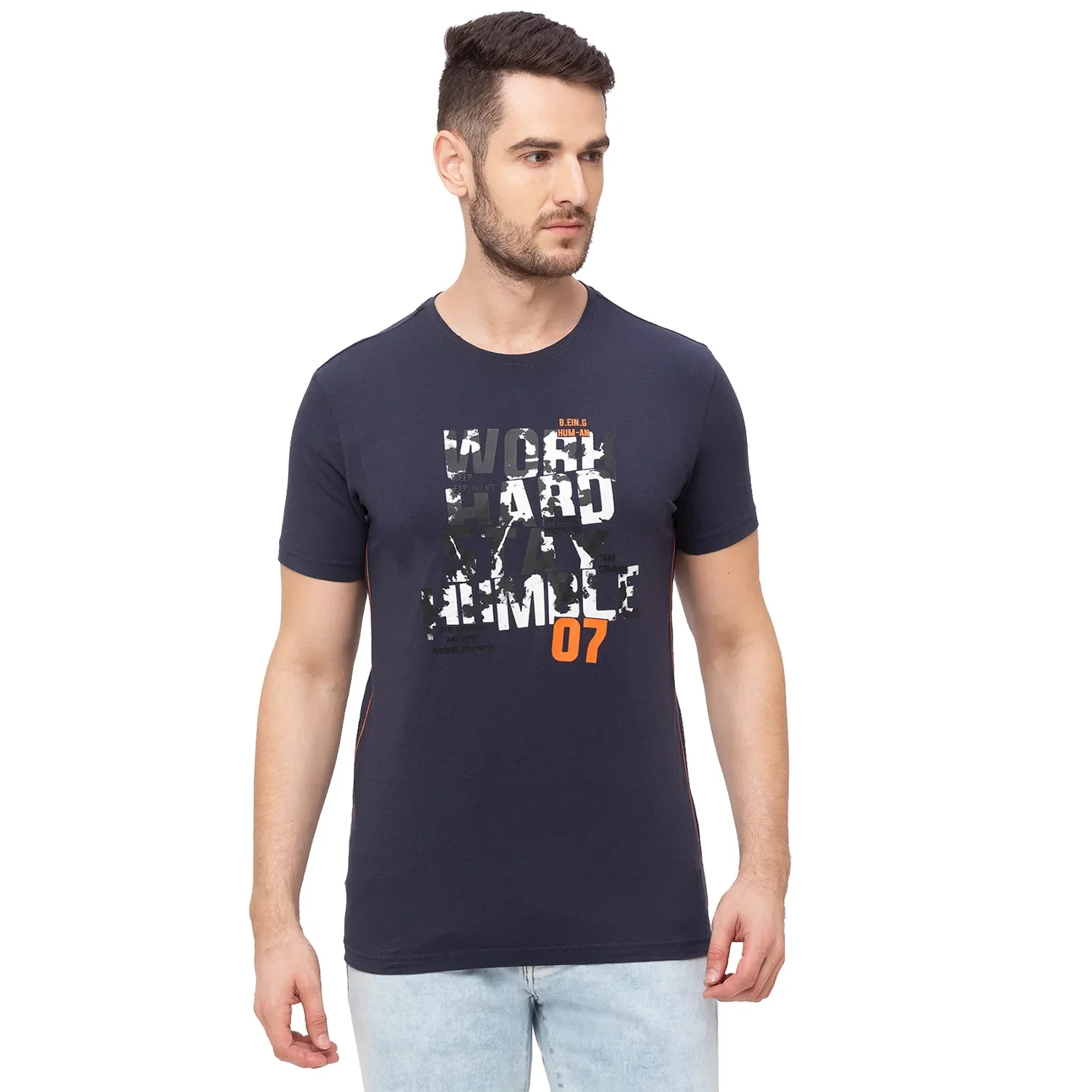 Grey Regular Fit Men's Short Sleeves T-Shirt by Being Human Clothing - Image 7