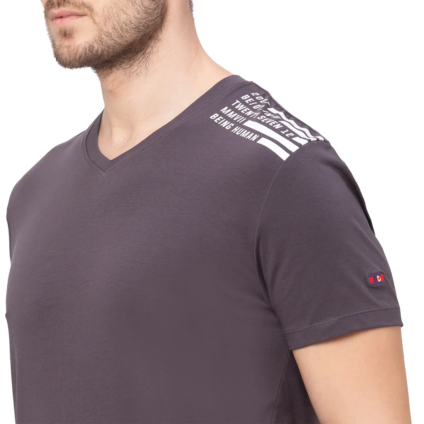 Grey Regular Fit Men's Short Sleeves T-Shirt by Being Human Clothing - Image 4