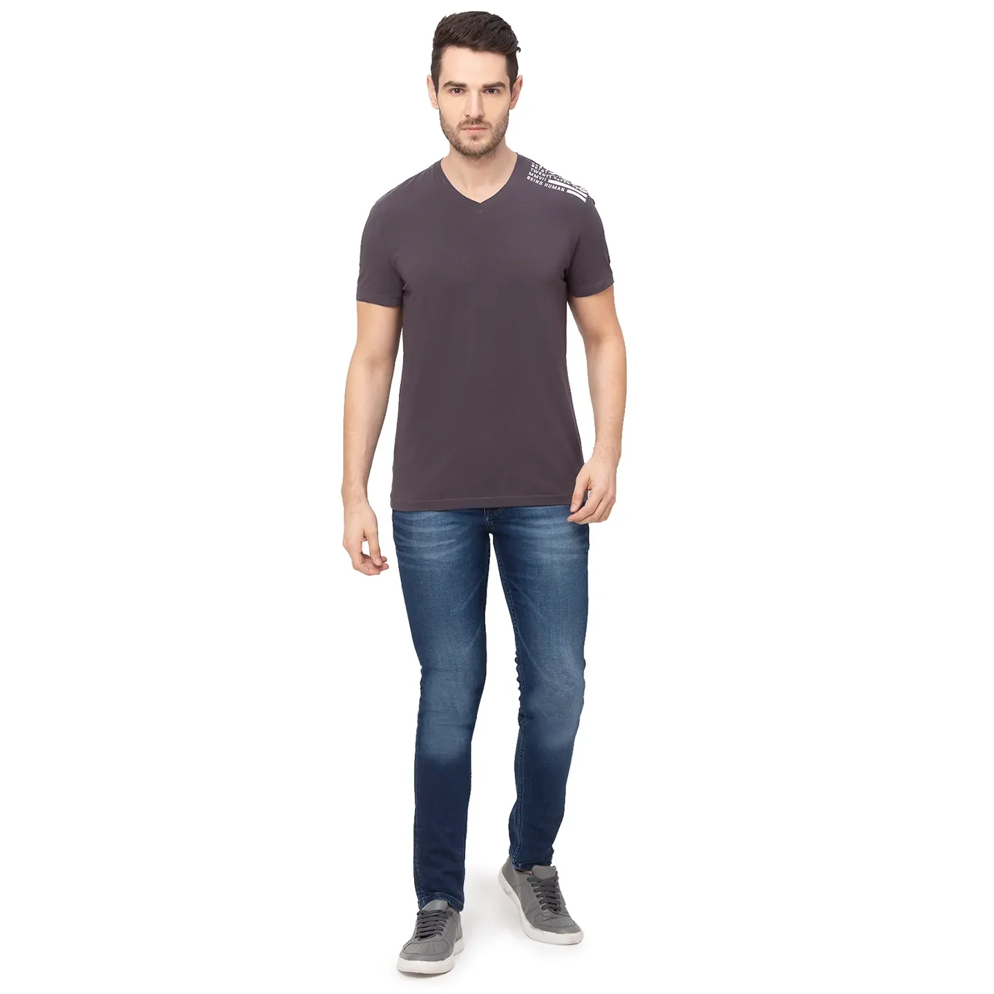 Grey Regular Fit Men's Short Sleeves T-Shirt by Being Human Clothing - Image 6