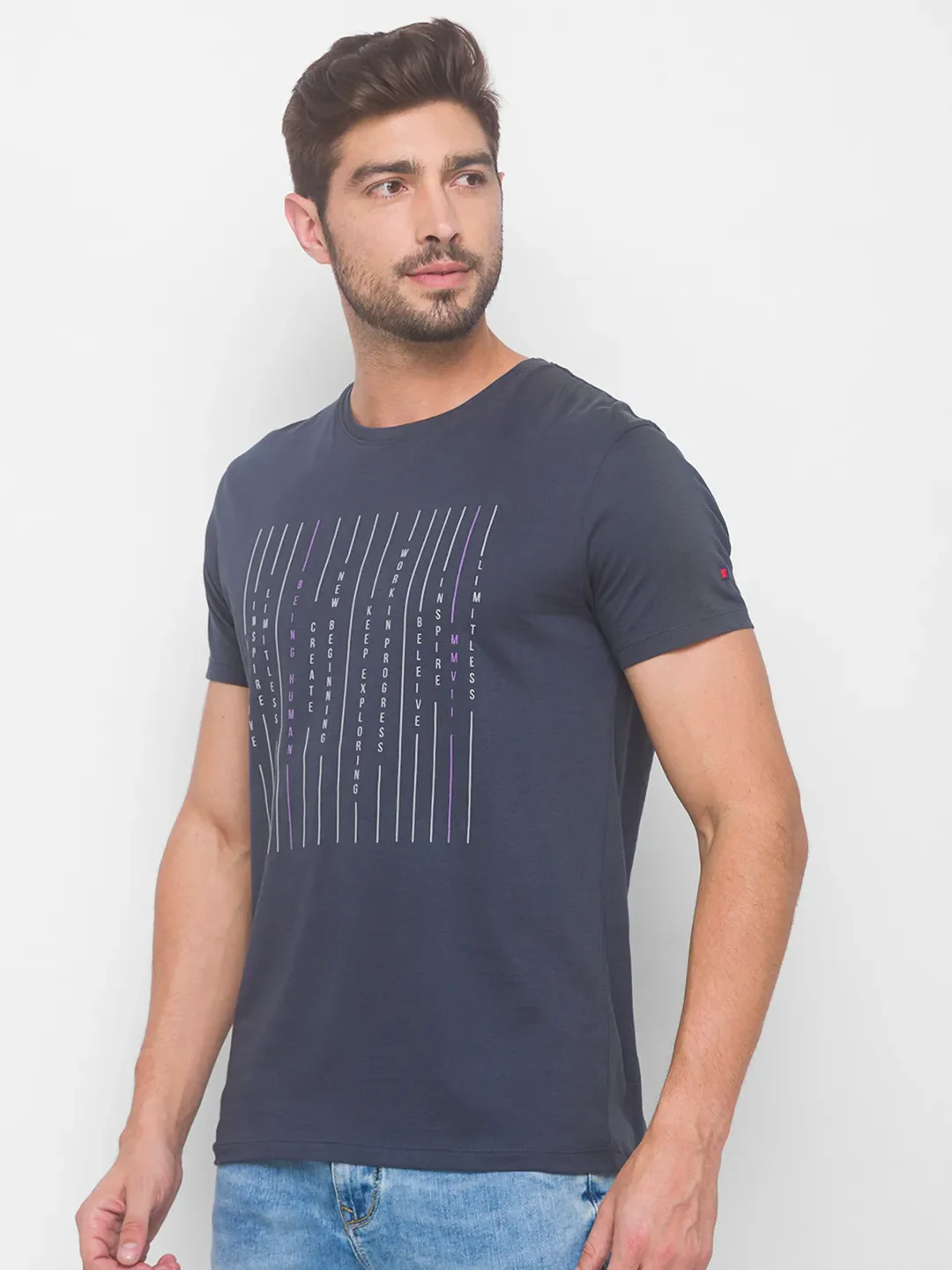 Charcoal Regular Fit Round Neck Men's T-Shirt by Being Human Clothing - Image 10