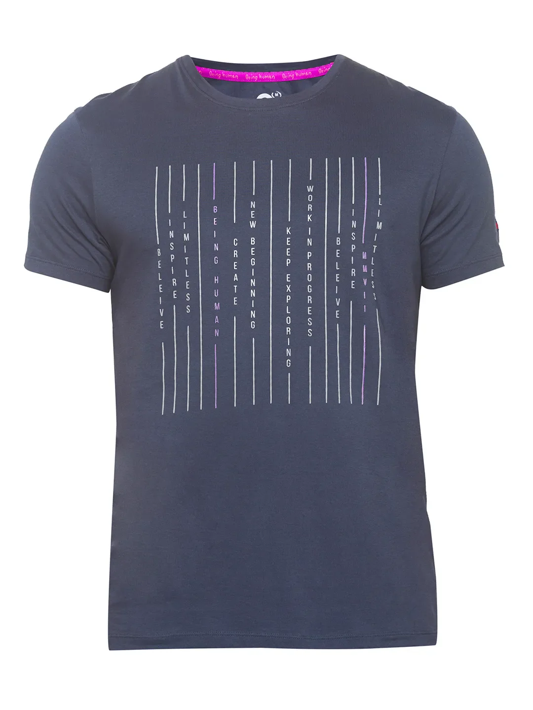 Charcoal Regular Fit Round Neck Men's T-Shirt by Being Human Clothing - Image 12