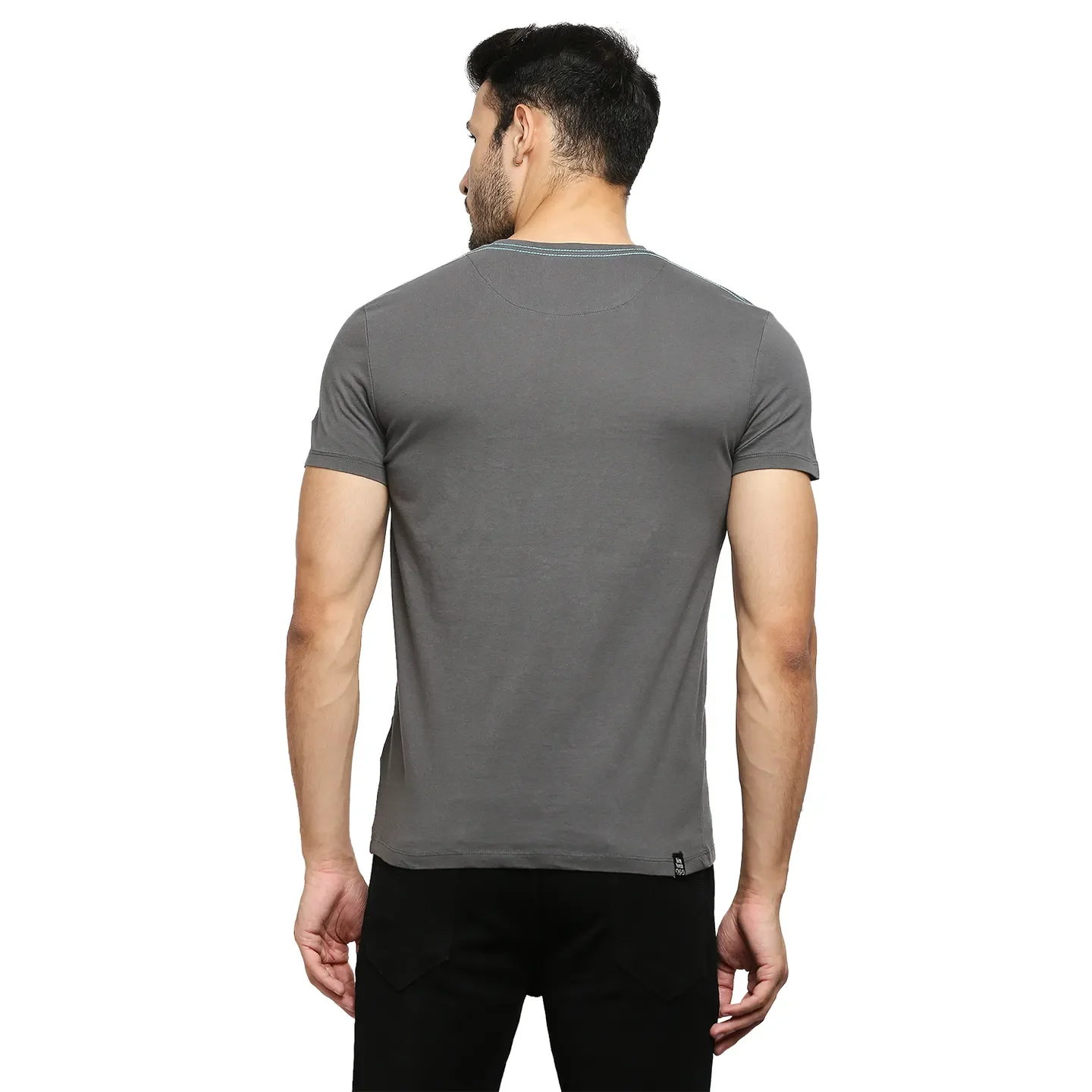Charcoal Regular Fit Round Neck Men's T-Shirt by Being Human Clothing - Image 4