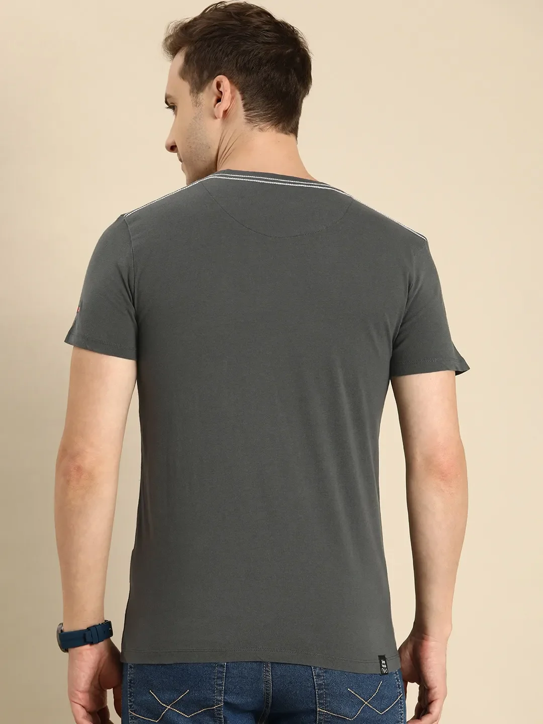 Grey Regular Fit Men's Short Sleeves T-Shirt by Being Human Clothing - Image 3