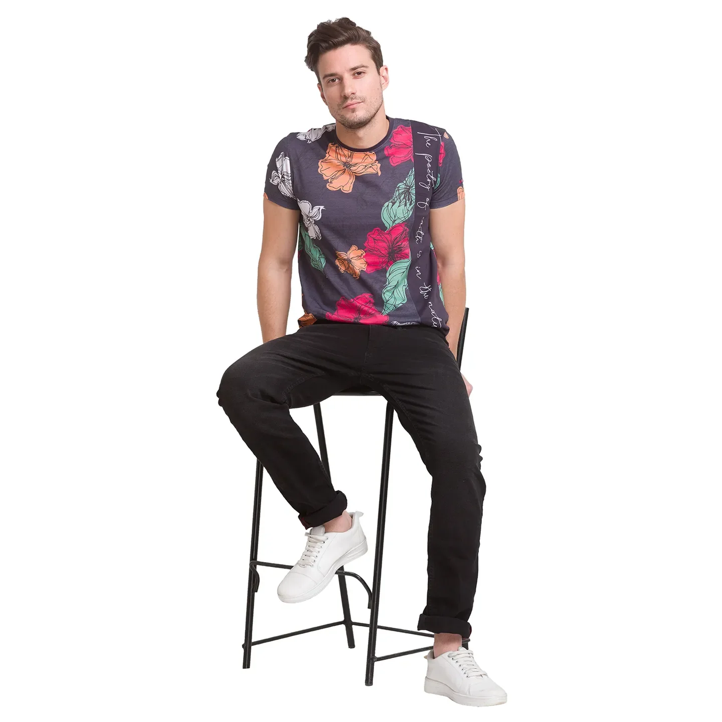 Charcoal Regular Fit Round Neck Men's T-Shirt by Being Human Clothing - Image 3
