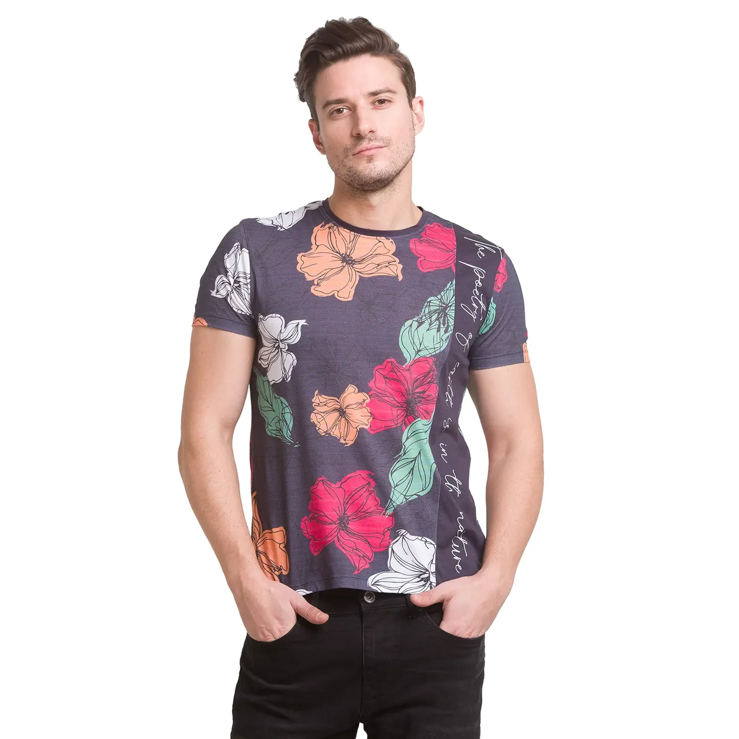 Charcoal Regular Fit Round Neck Men's T-Shirt by Being Human Clothing - Image 8