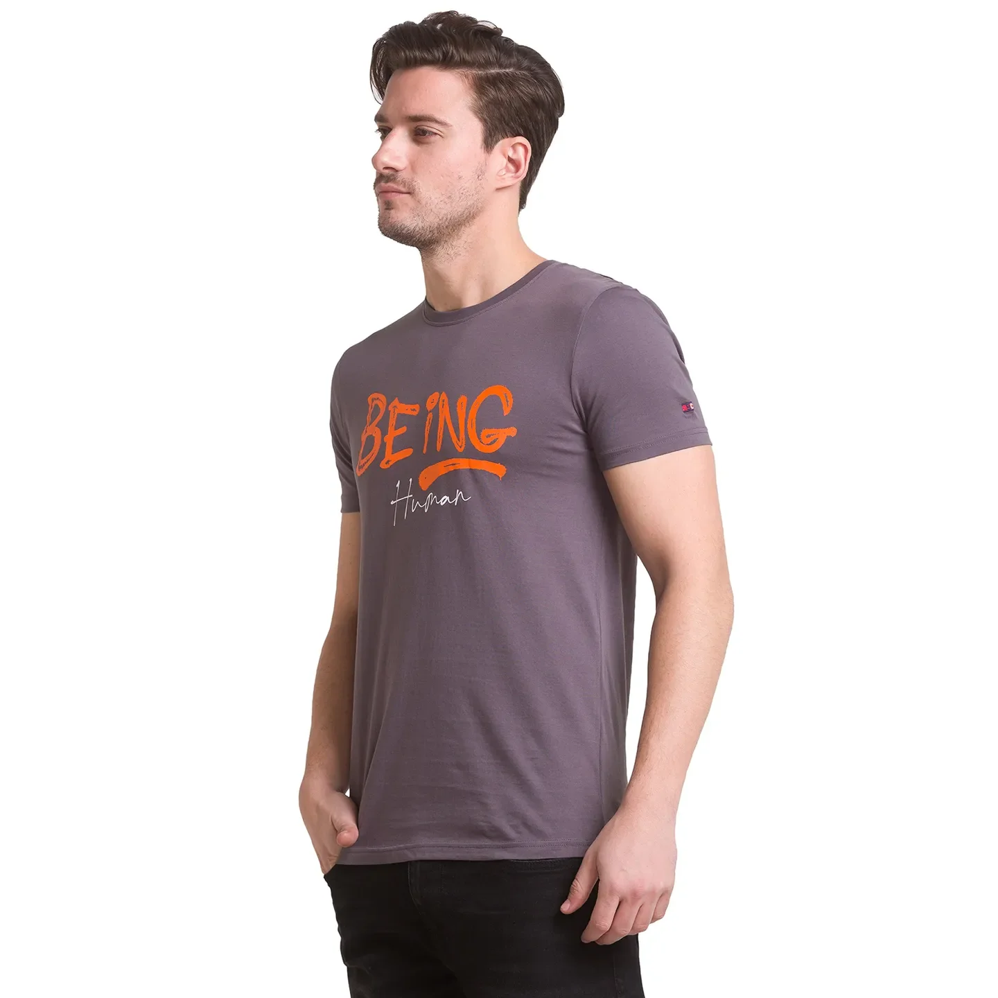 Charcoal Regular Fit Round Neck Men's T-Shirt by Being Human Clothing - Image 10