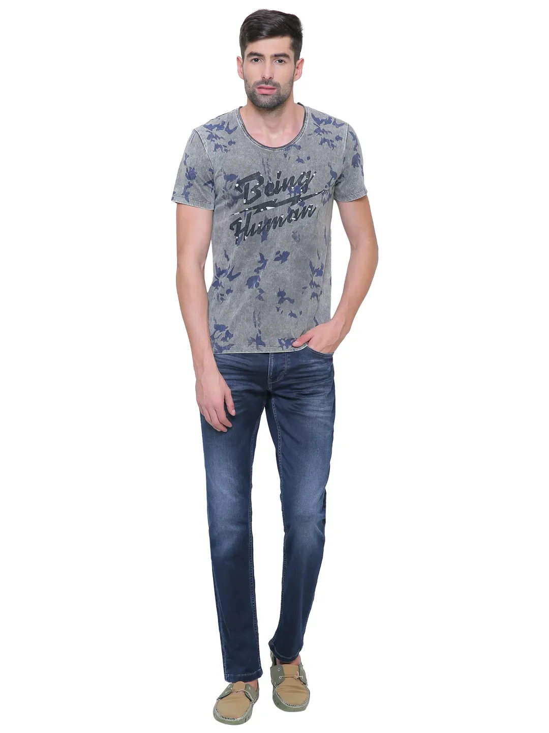Grey Regular Fit Men's Short Sleeves T-Shirt by Being Human Clothing - Image 6