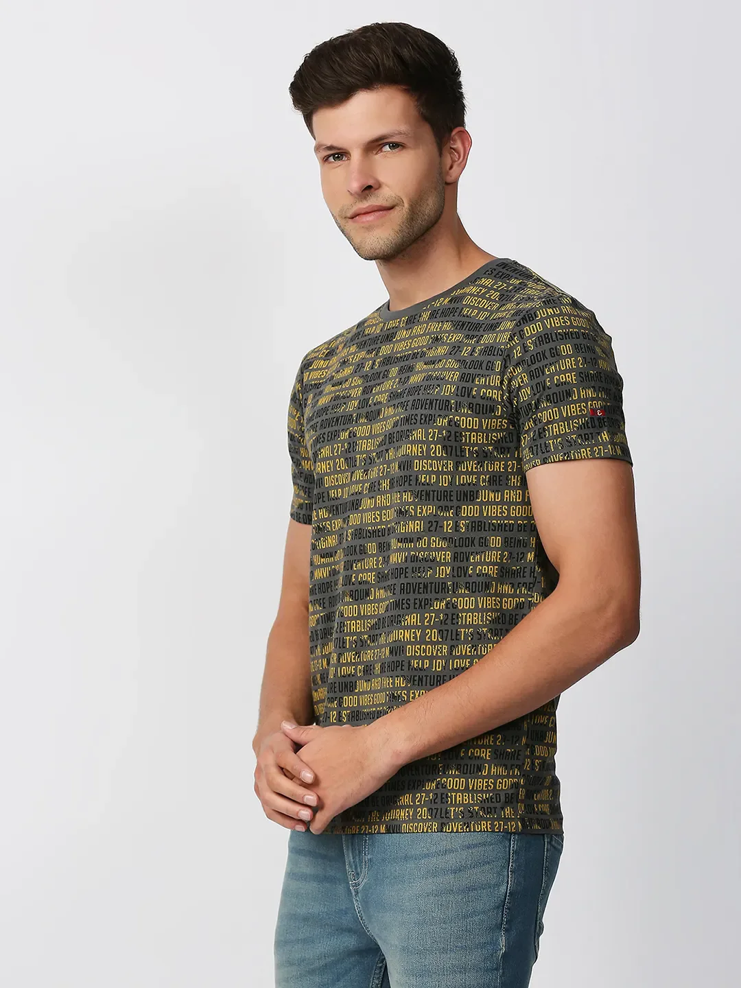 Grey Regular Fit Men's Short Sleeves T-Shirt by Being Human Clothing - Image 2