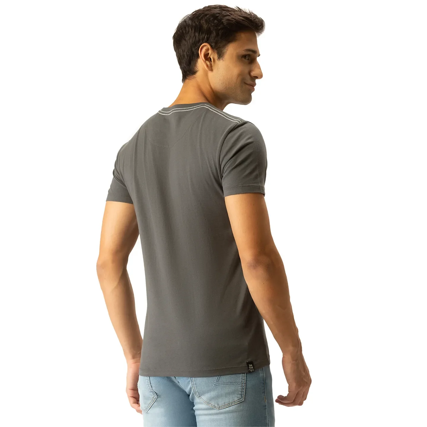 Grey Regular Fit Men's Short Sleeves T-Shirt by Being Human Clothing - Image 3