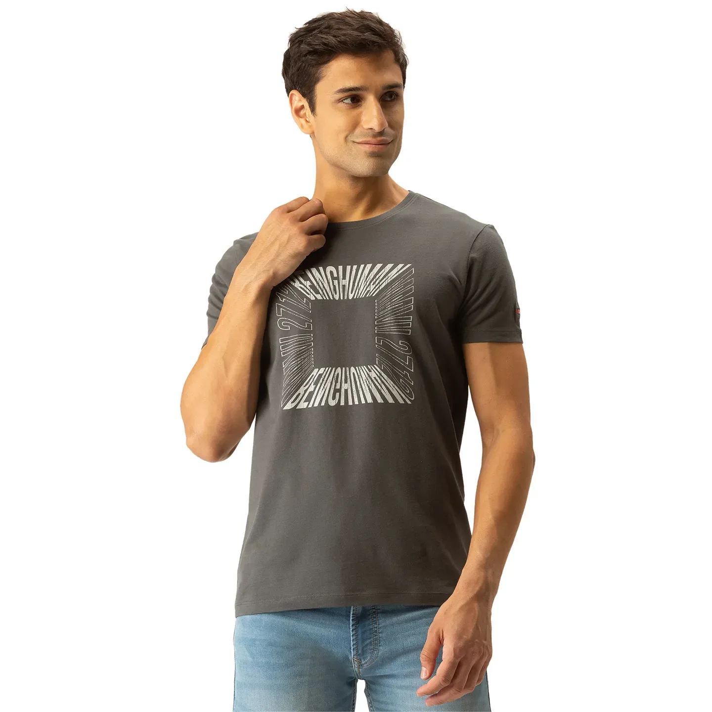 Grey Regular Fit Men's Short Sleeves T-Shirt by Being Human Clothing