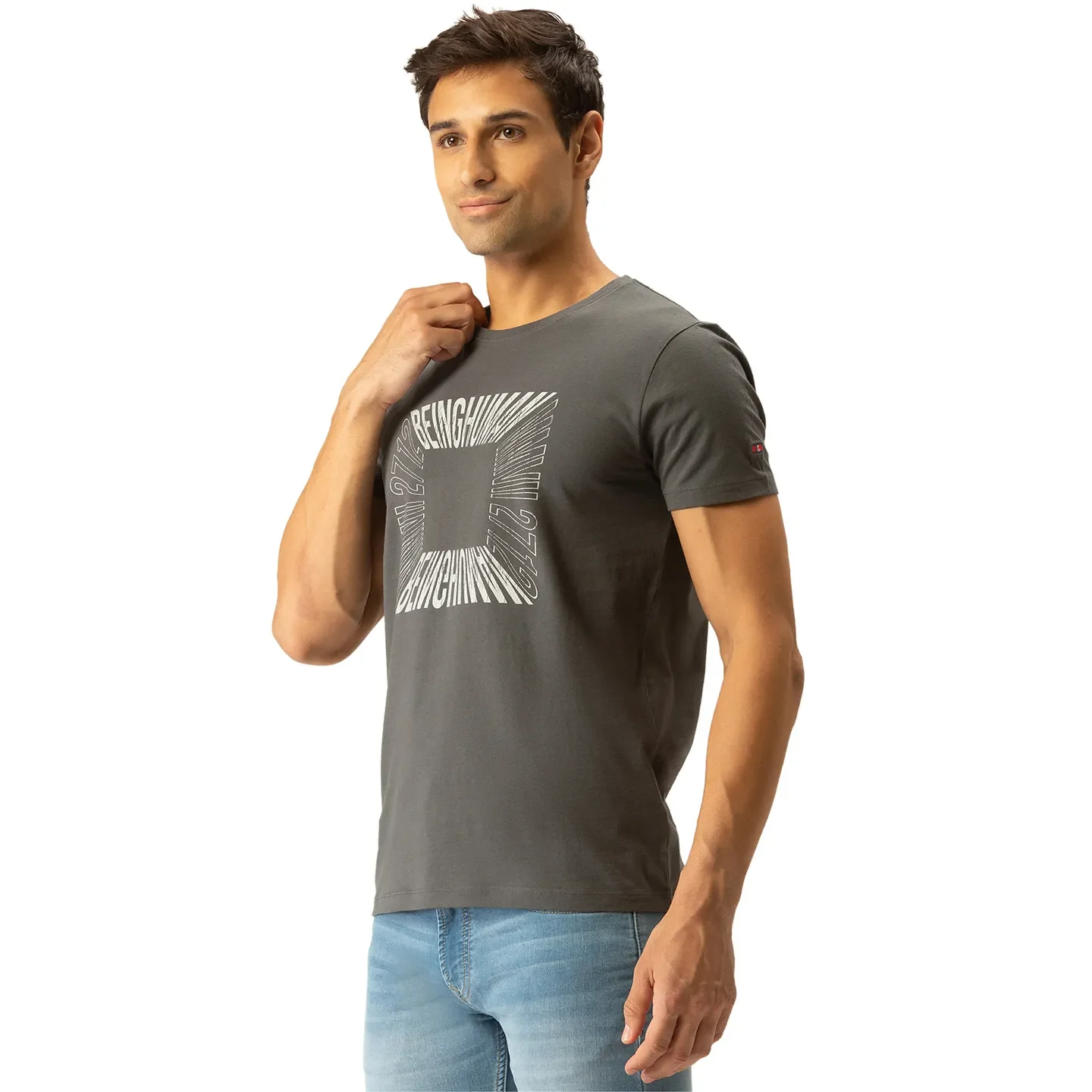 Grey Regular Fit Men's Short Sleeves T-Shirt by Being Human Clothing - Image 2