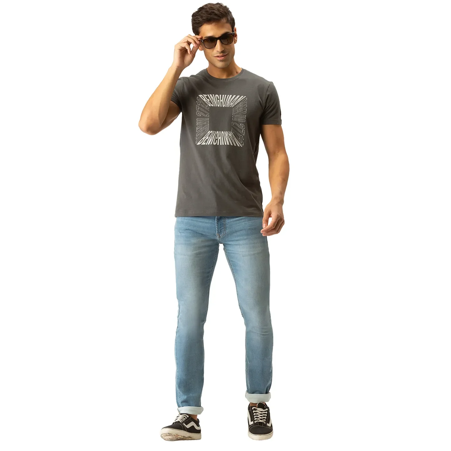 Grey Regular Fit Men's Short Sleeves T-Shirt by Being Human Clothing - Image 5
