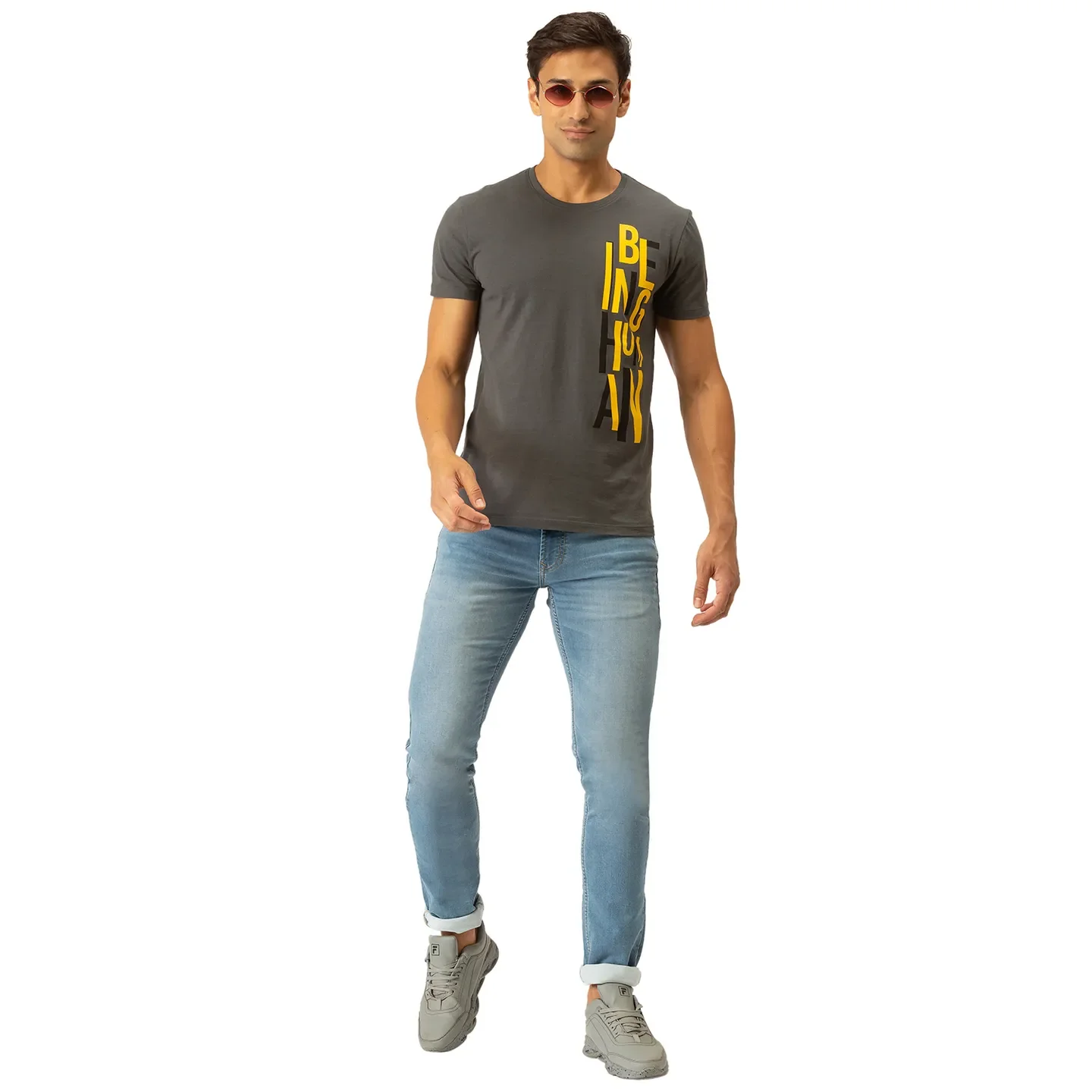 Grey Regular Fit Men's Short Sleeves T-Shirt by Being Human Clothing - Image 5