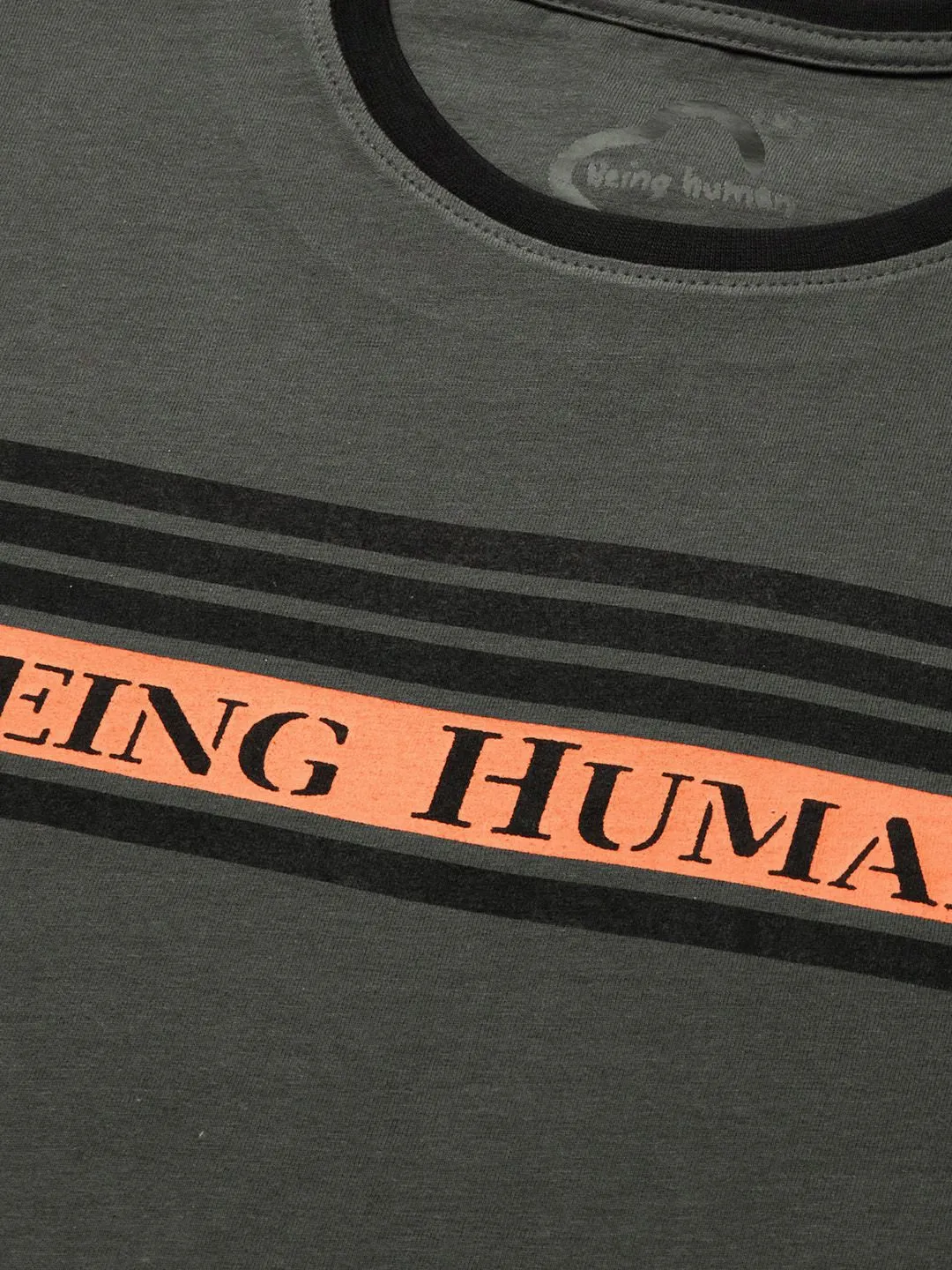 Grey Regular Fit Men's Short Sleeves T-Shirt by Being Human Clothing - Image 3