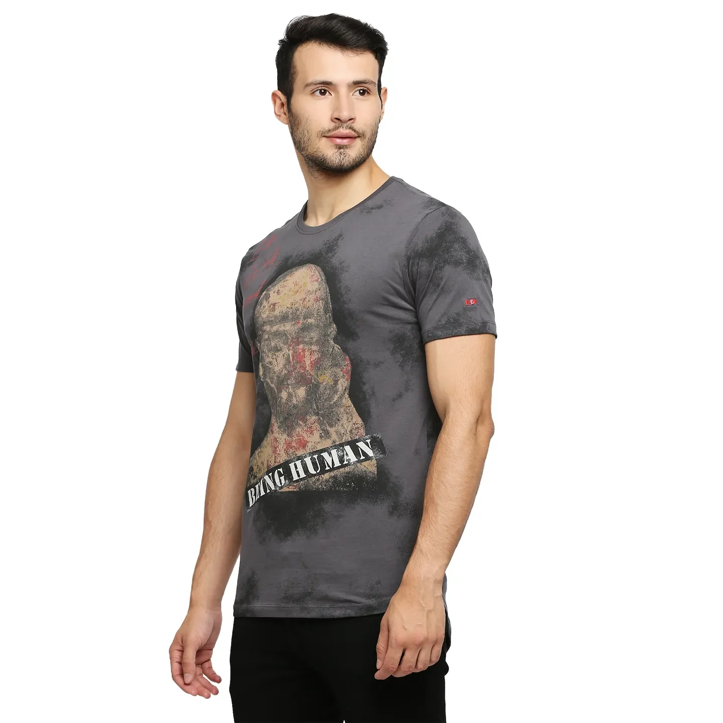Charcoal Regular Fit Round Neck Men's T-Shirt by Being Human Clothing - Image 2