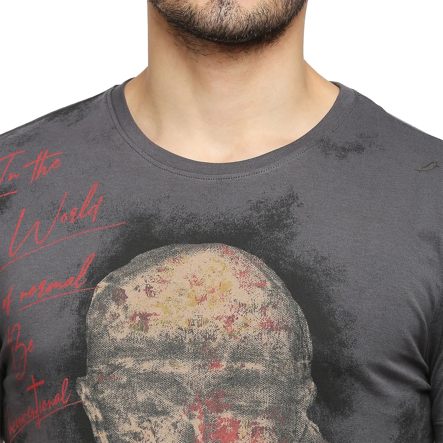 Charcoal Regular Fit Round Neck Men's T-Shirt by Being Human Clothing - Image 5