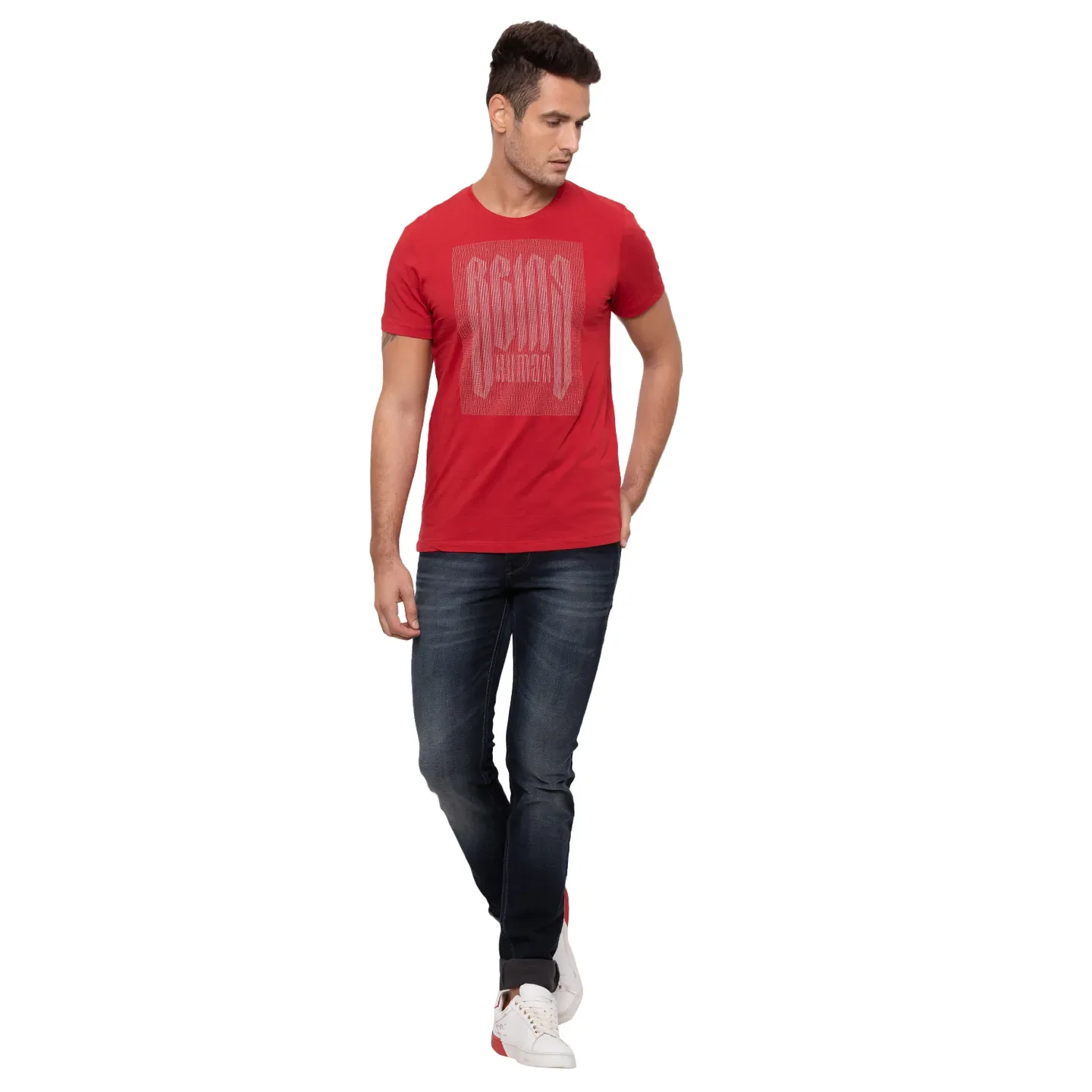 Red Regular Fit Men's T-Shirt by Being Human Clothing - Image 2