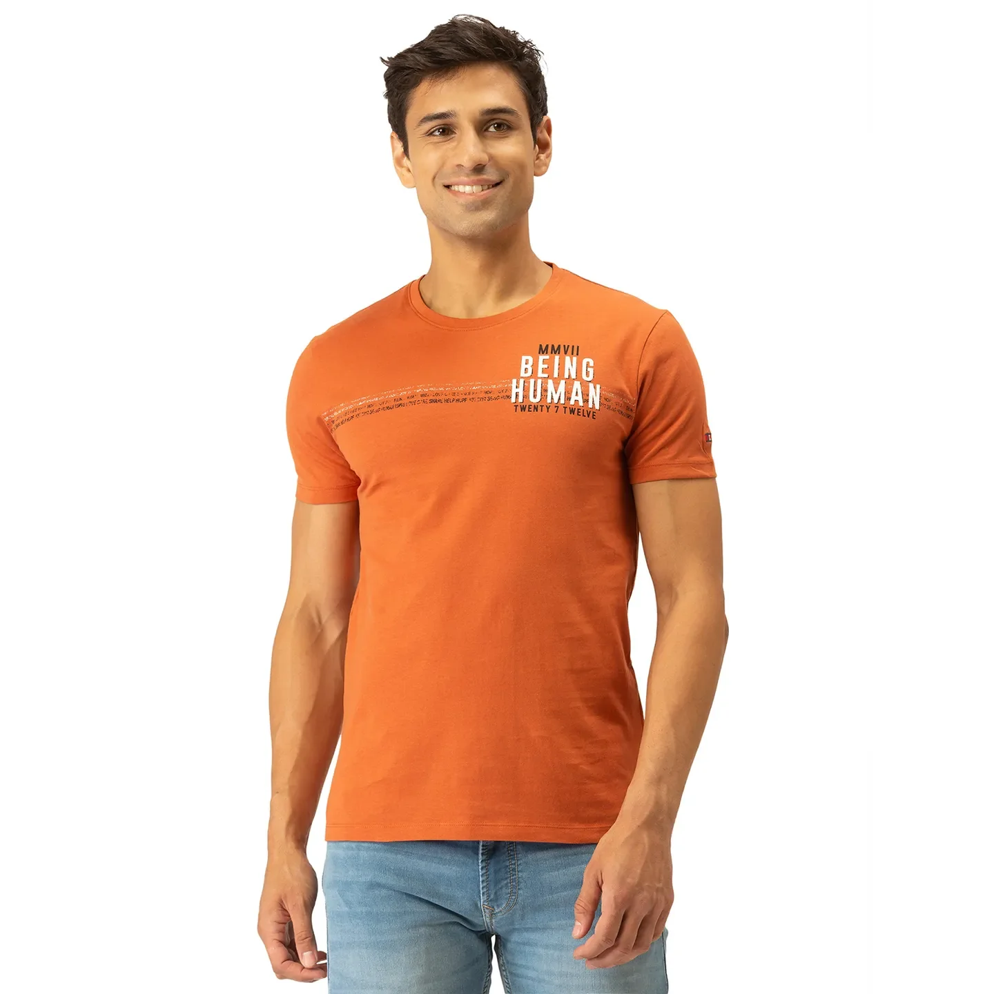 Brown Regular Fit Men's Short Sleeves T-Shirt by Being Human Clothing