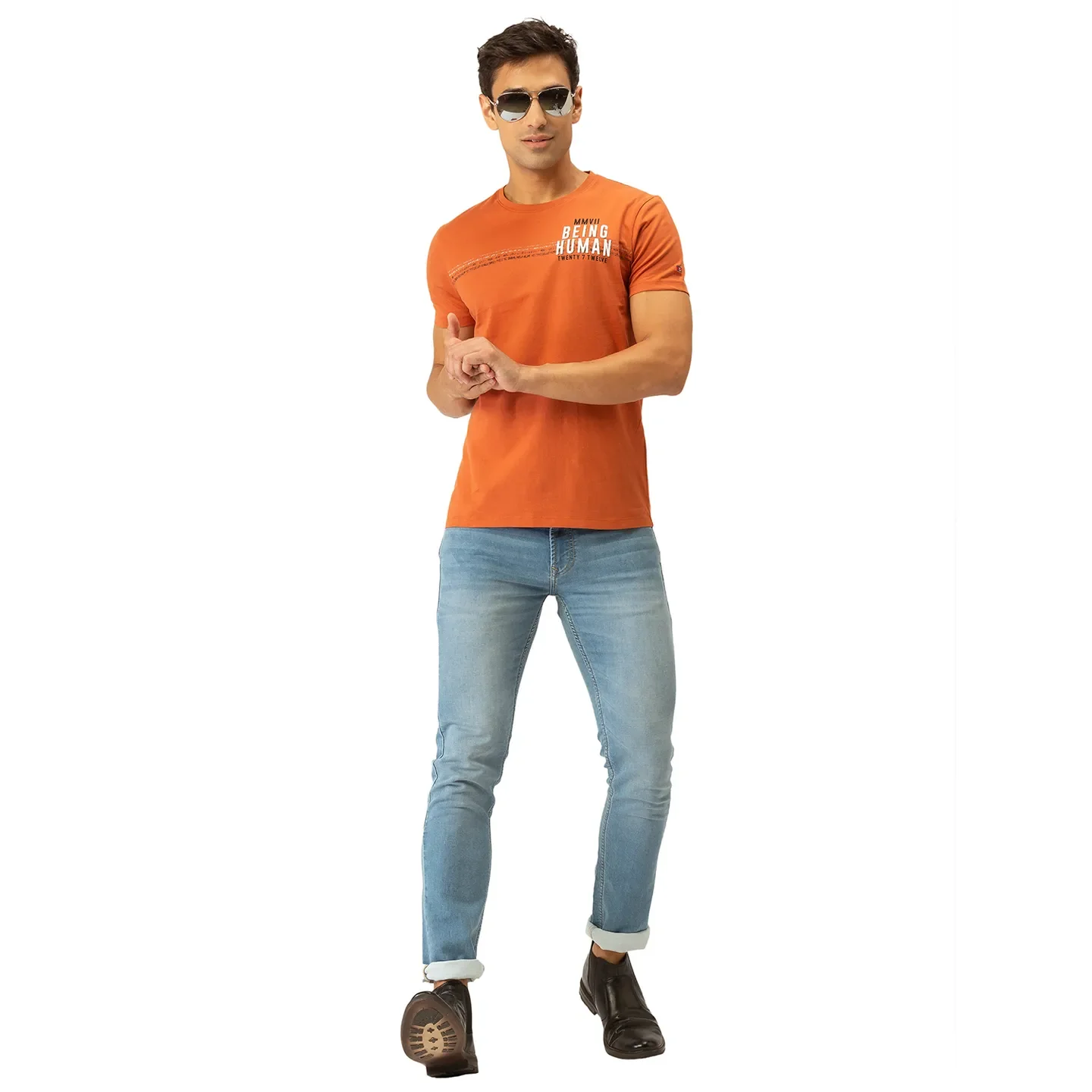 Brown Regular Fit Men's Short Sleeves T-Shirt by Being Human Clothing - Image 5