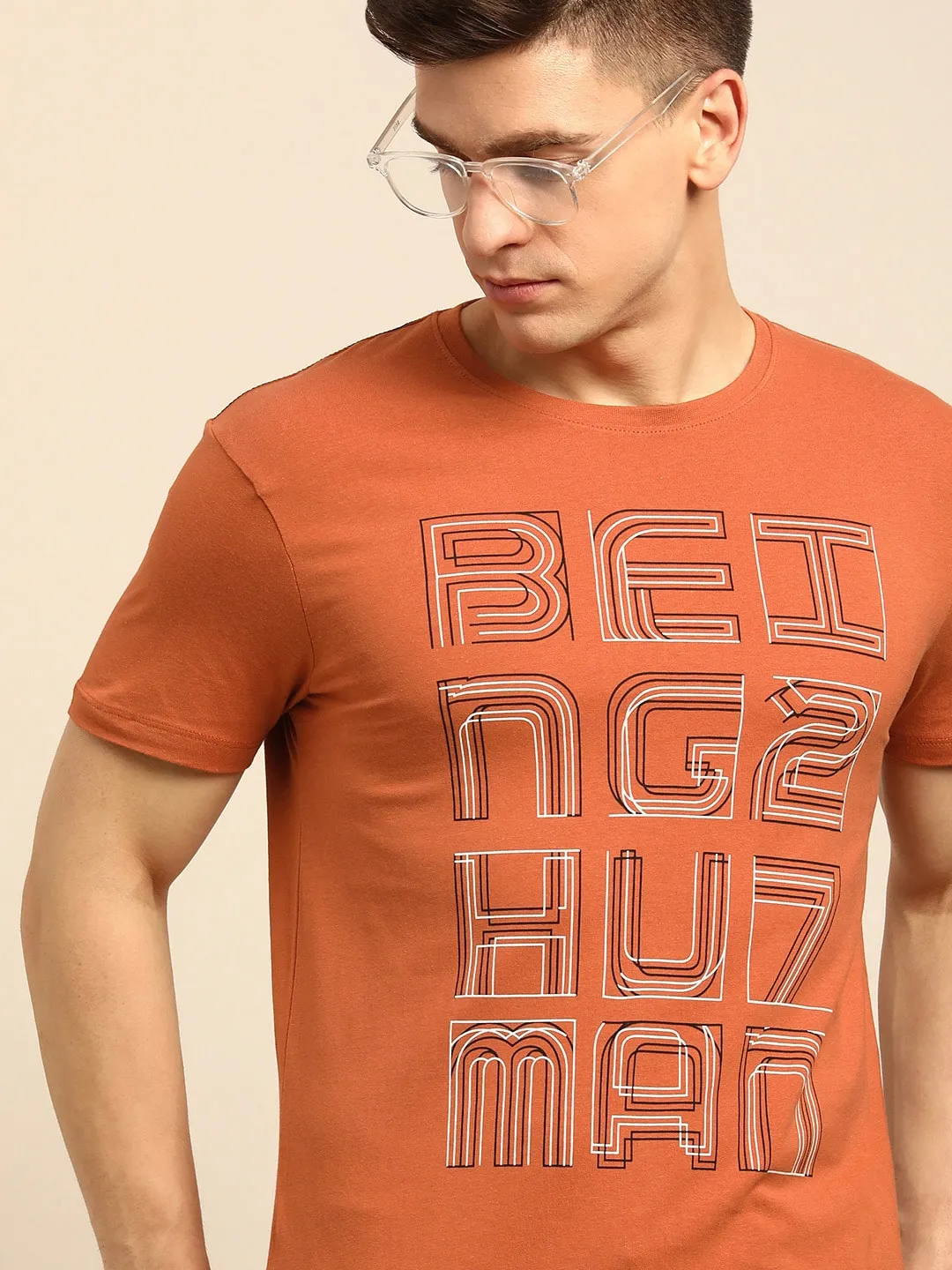 Brown Regular Fit Men's Short Sleeves T-Shirt by Being Human Clothing - Image 5
