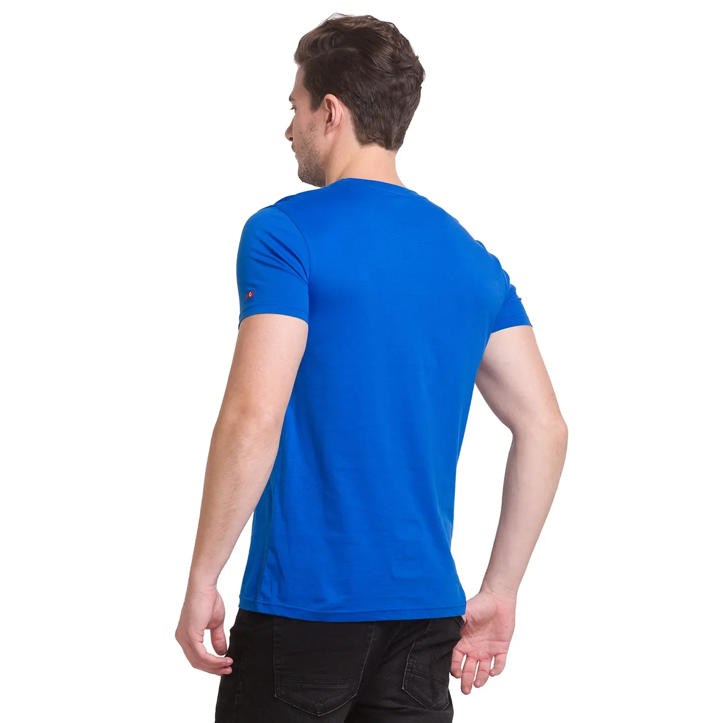Classic Blue Regular Fit Round Neck Mens' T-Shirt by Being Human Clothing - Image 9
