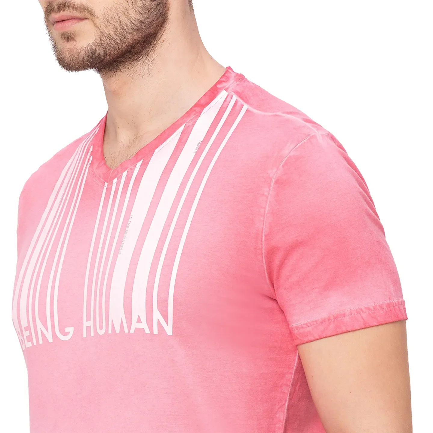 Pink Regular Fit Men's Short Sleeves T-Shirt by Being Human Clothing - Image 4