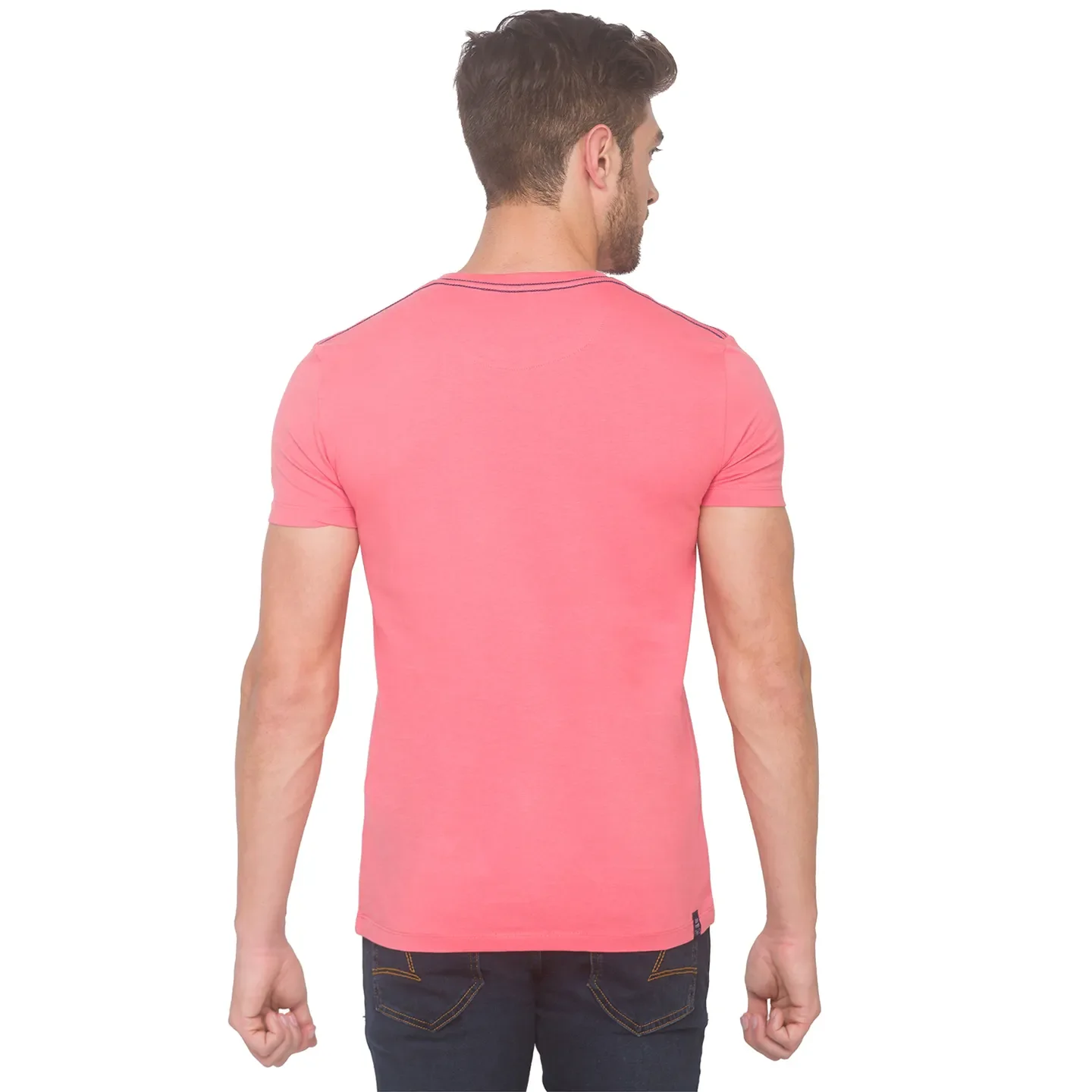 Pink Regular Fit Men's Short Sleeves T-Shirt by Being Human Clothing - Image 3