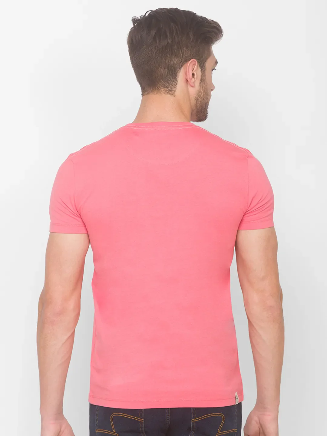 Pink Regular Fit Men's Short Sleeves T-Shirt by Being Human Clothing - Image 3