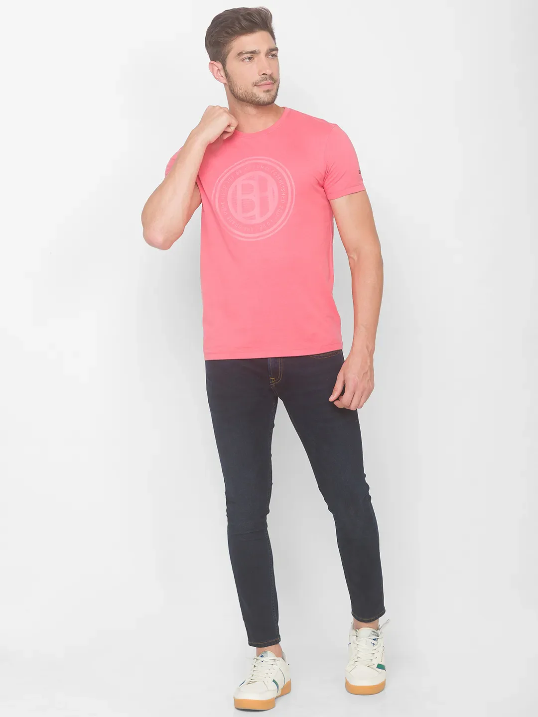 Pink Regular Fit Men's Short Sleeves T-Shirt by Being Human Clothing - Image 5