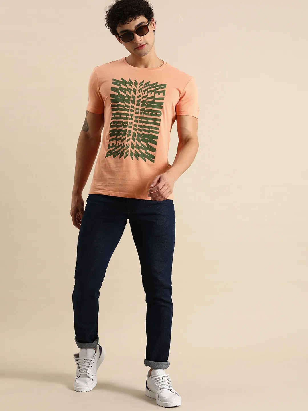 Orange Regular Fit Men's Short Sleeves T-Shirt by Being Human Clothing - Image 5