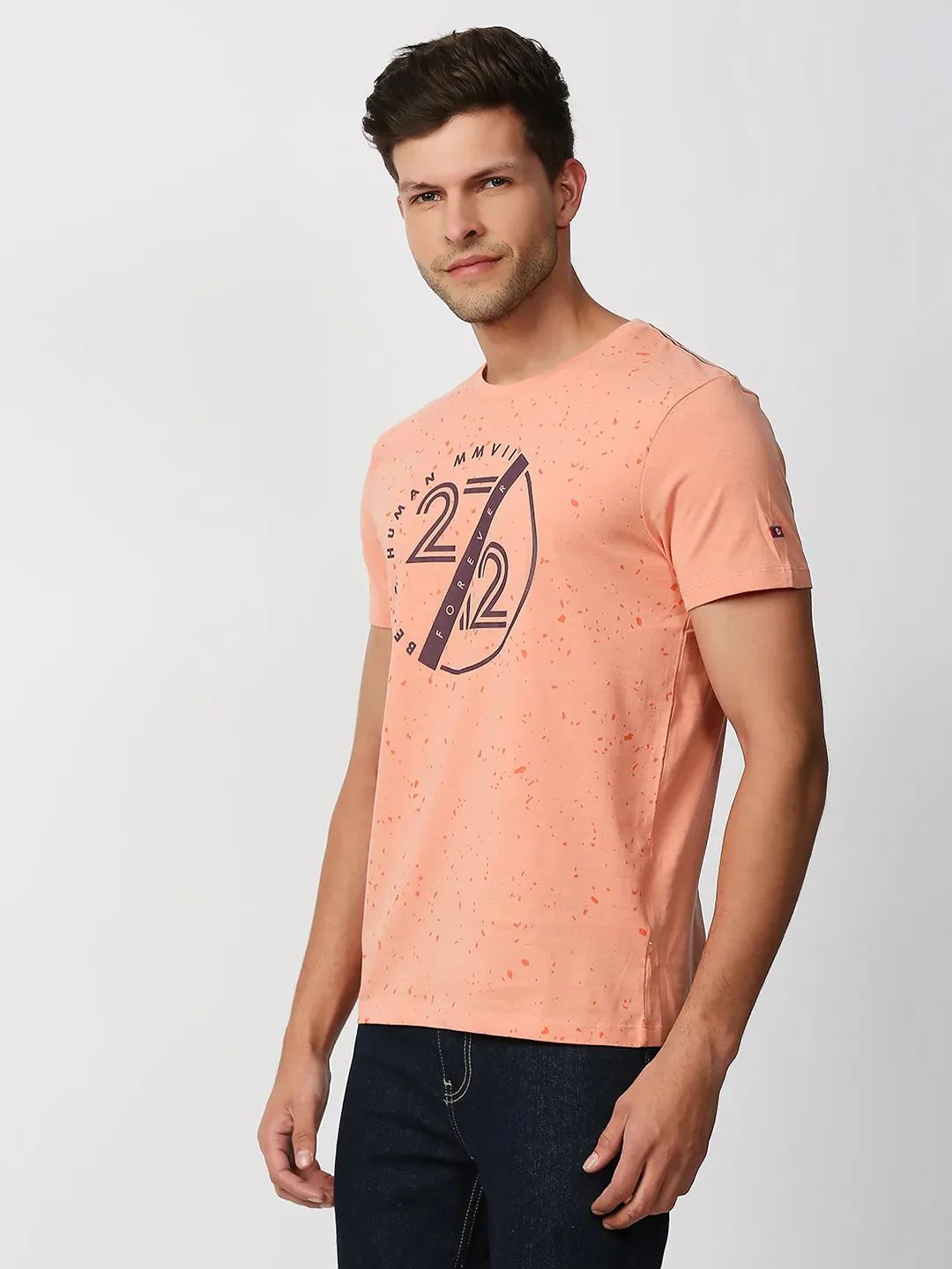 Orange Regular Fit Men's Short Sleeves T-Shirt by Being Human Clothing - Image 2